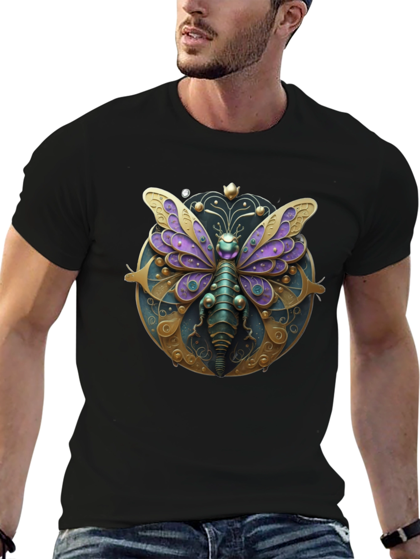 Black Steampunk Butterfly T-Shirt view 6
