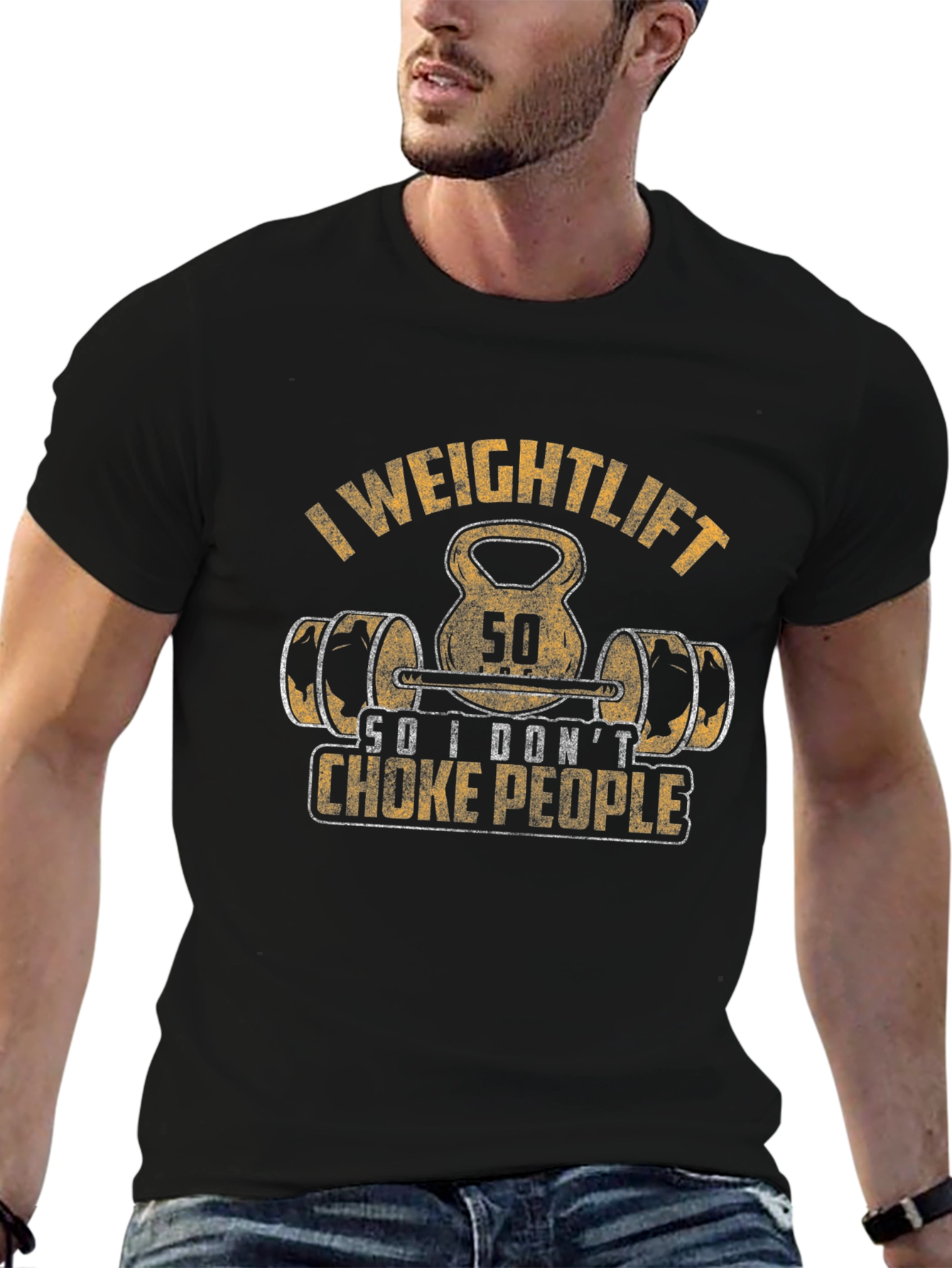 Black I Weightlift So I Don't Choke People Funny T-Shirt view 6