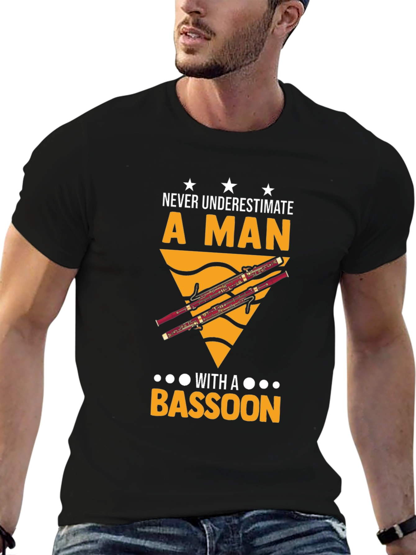 Black Never Underestimate a Man with a Bassoon T-Shirt view 6