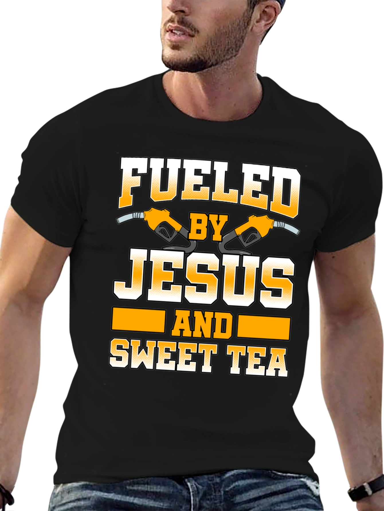 Black Fueled by Jesus and Sweet Tea Graphic Tee view 6