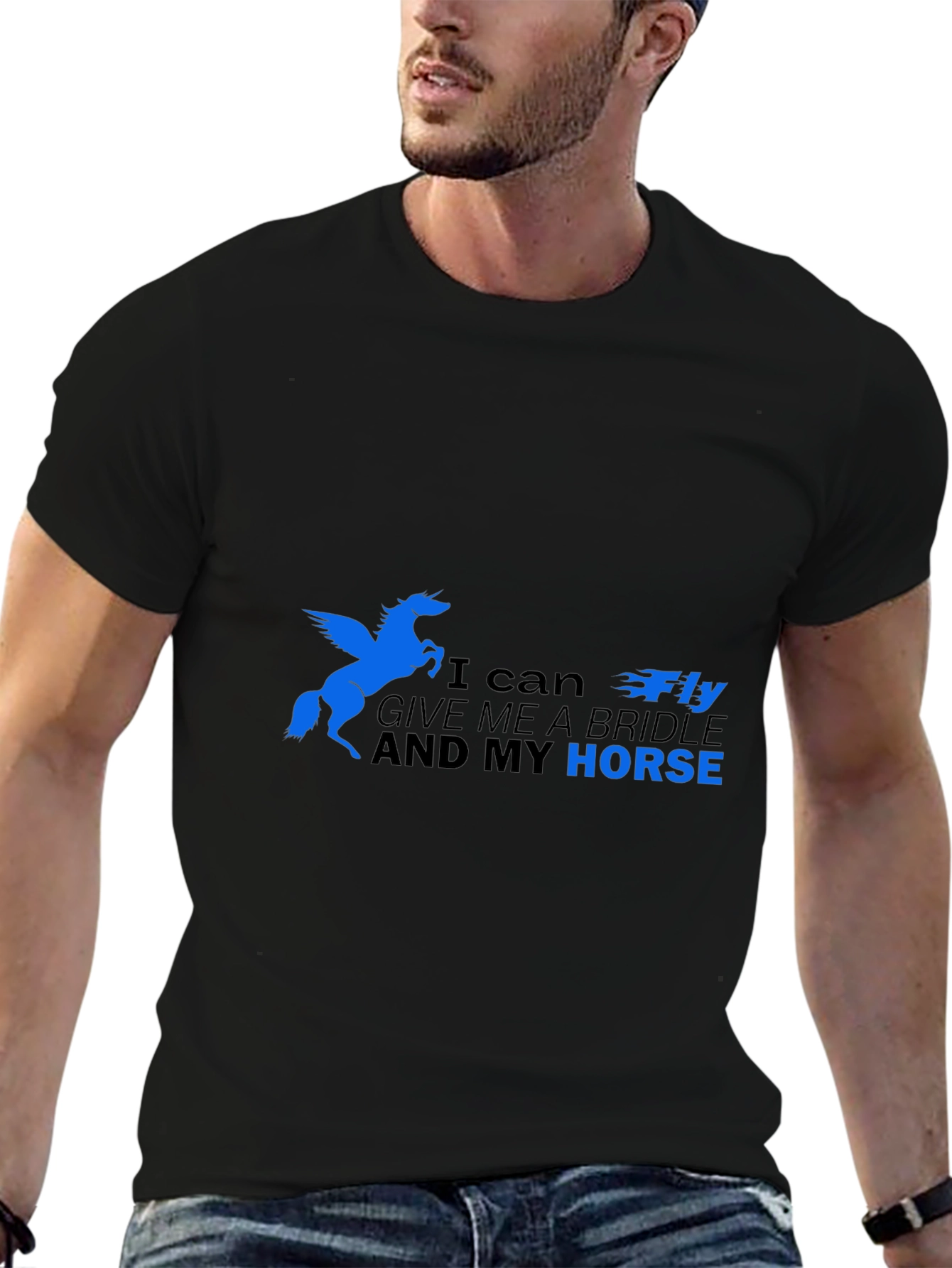 Black I Can Fly Horse Graphic T-Shirt view 6