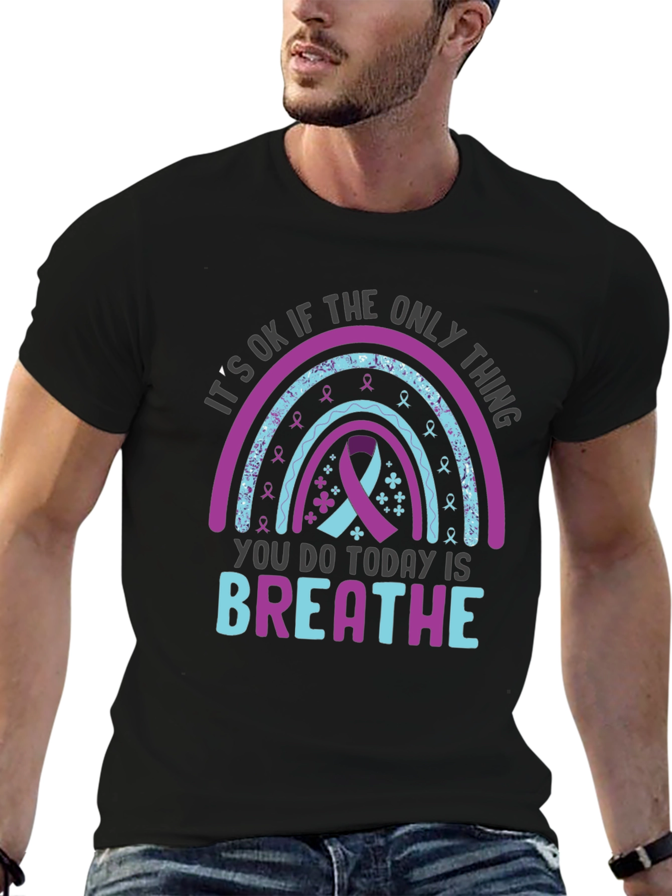 Black It's OK Breathe Graphic Tee view 6
