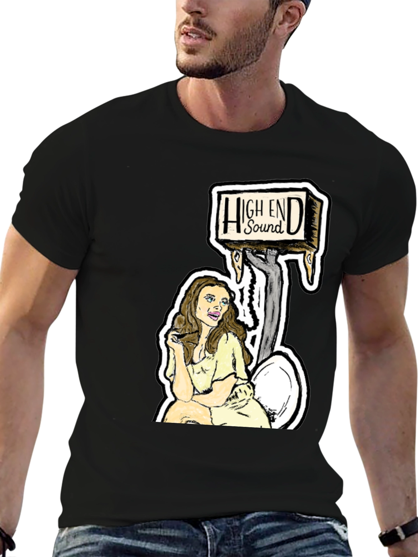 Black High End Sound T-Shirt - Funny Graphic Tee view 6