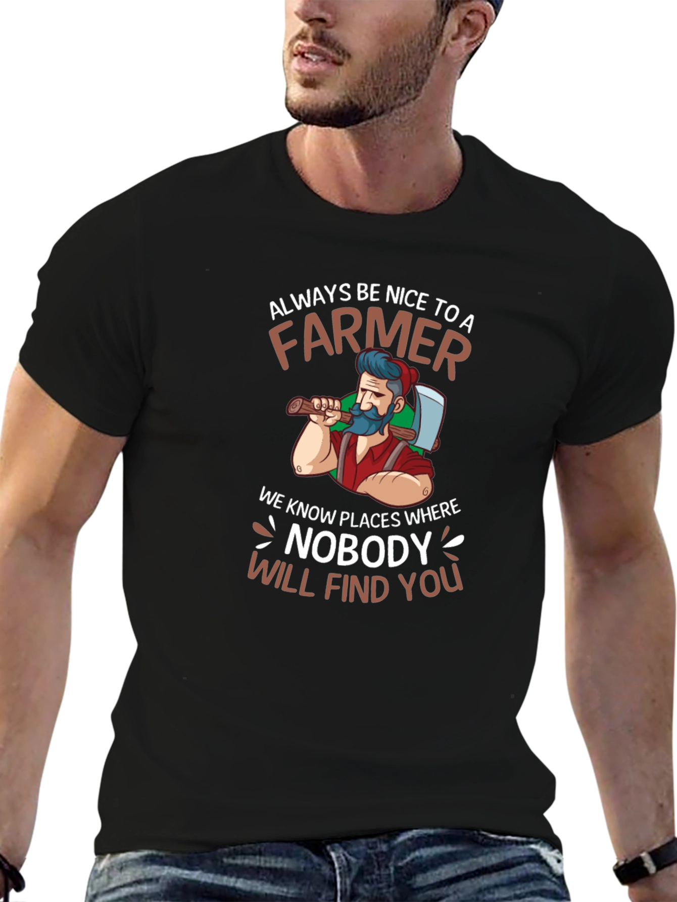 Black Always Be Nice Farmer Graphic T-Shirt view 6