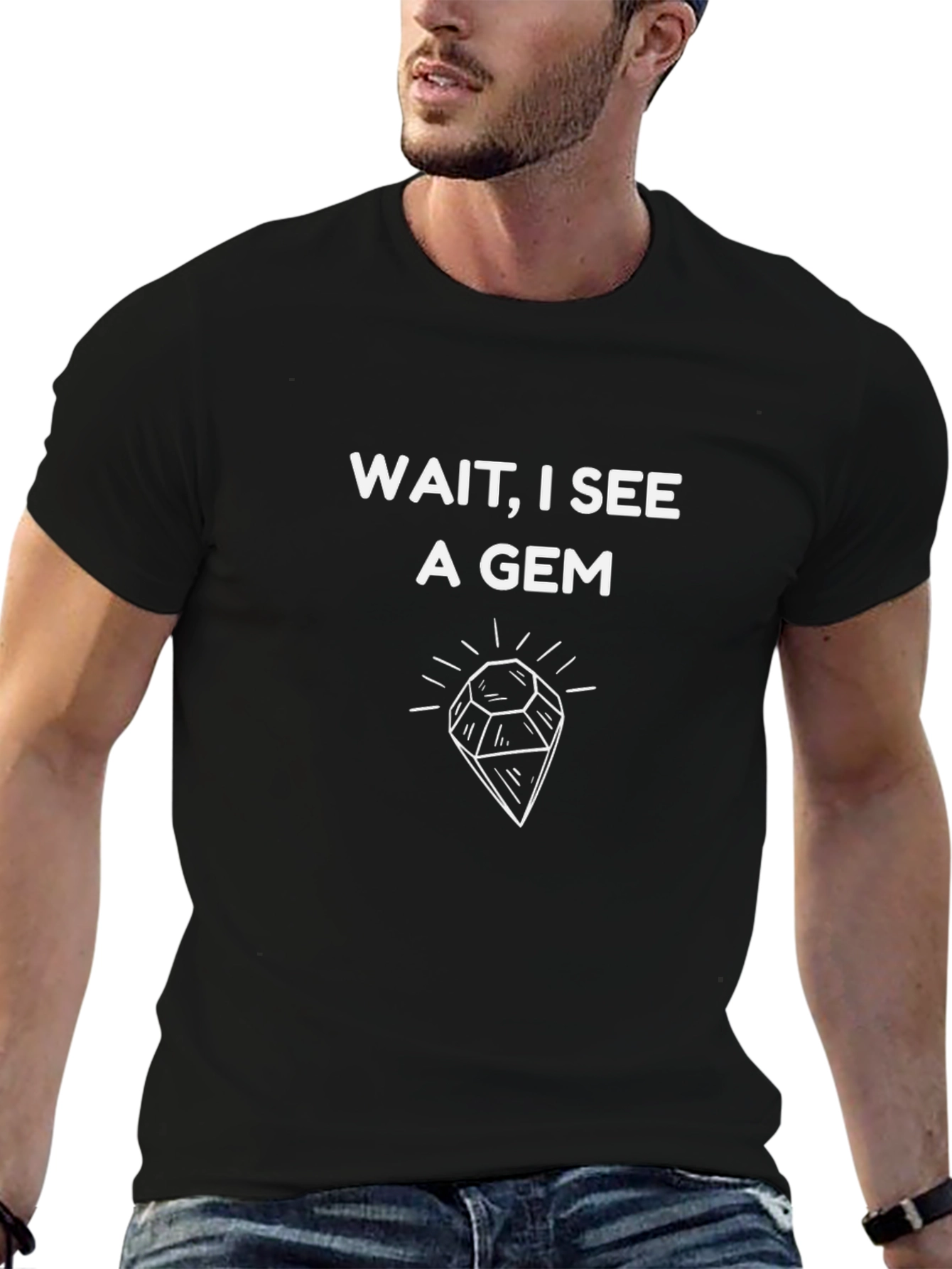 Black Wait, I See a Gem T-Shirt - Black view 6