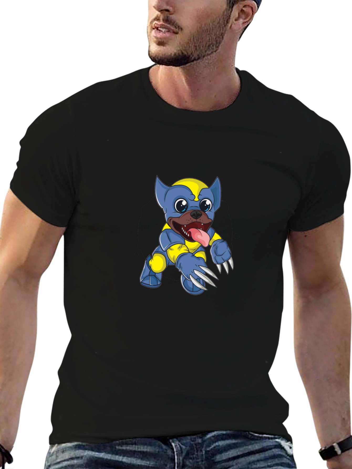 Black Wolverine Dog Graphic Black T-Shirt view 6