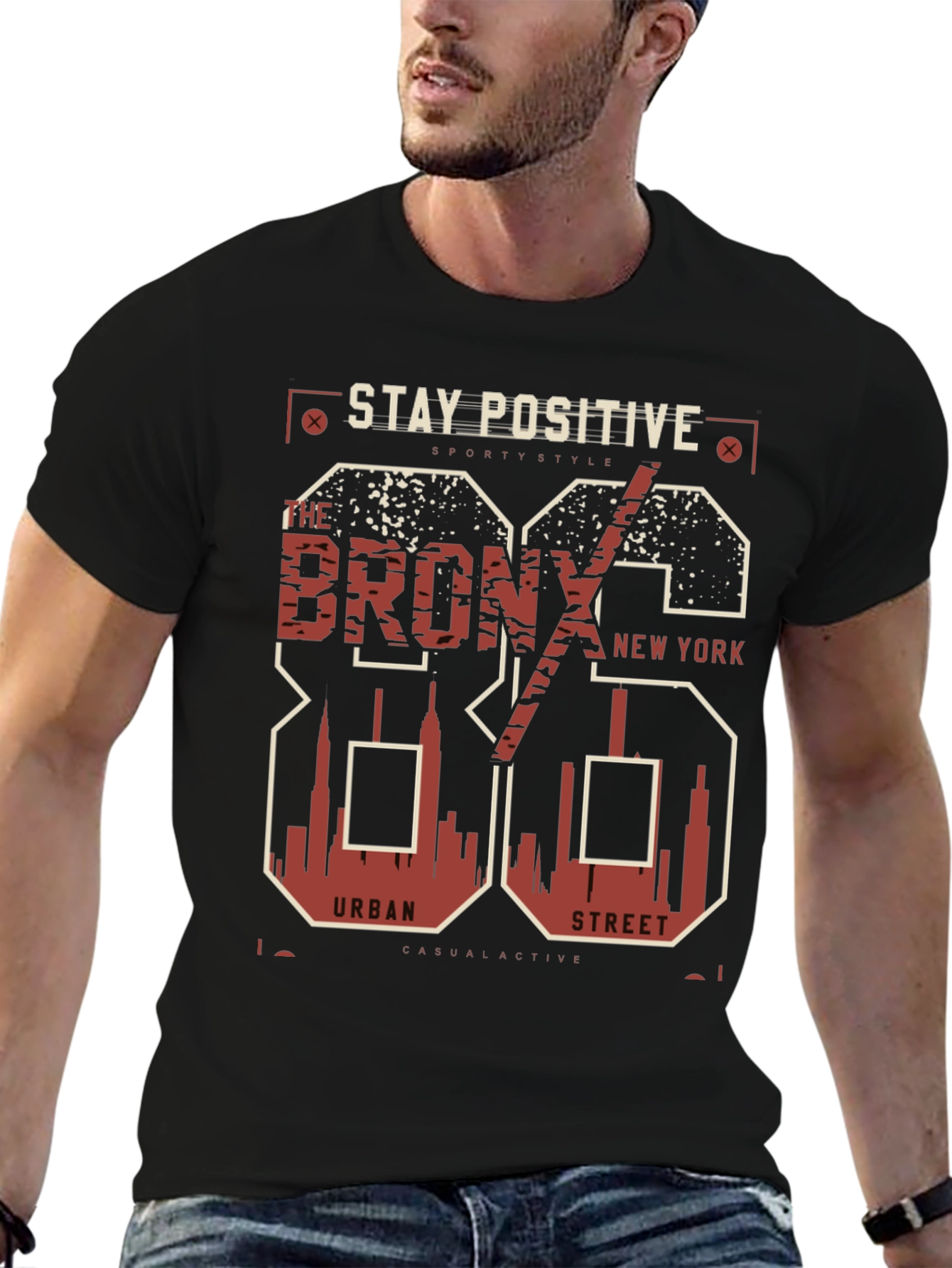 Black Stay Positive Bronx Graphic Tee view 6