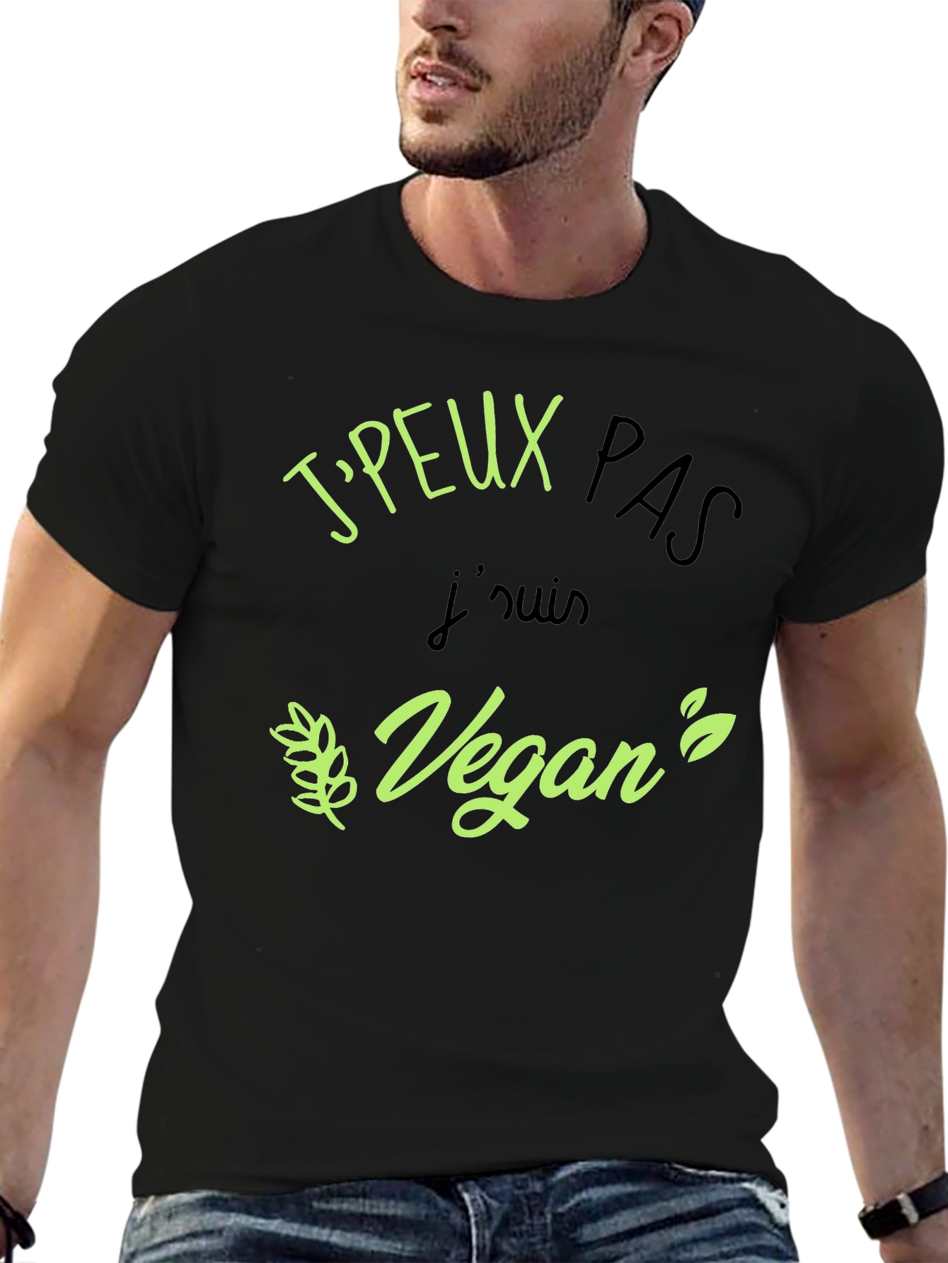 Black Vegan Statement Black T-Shirt view 6