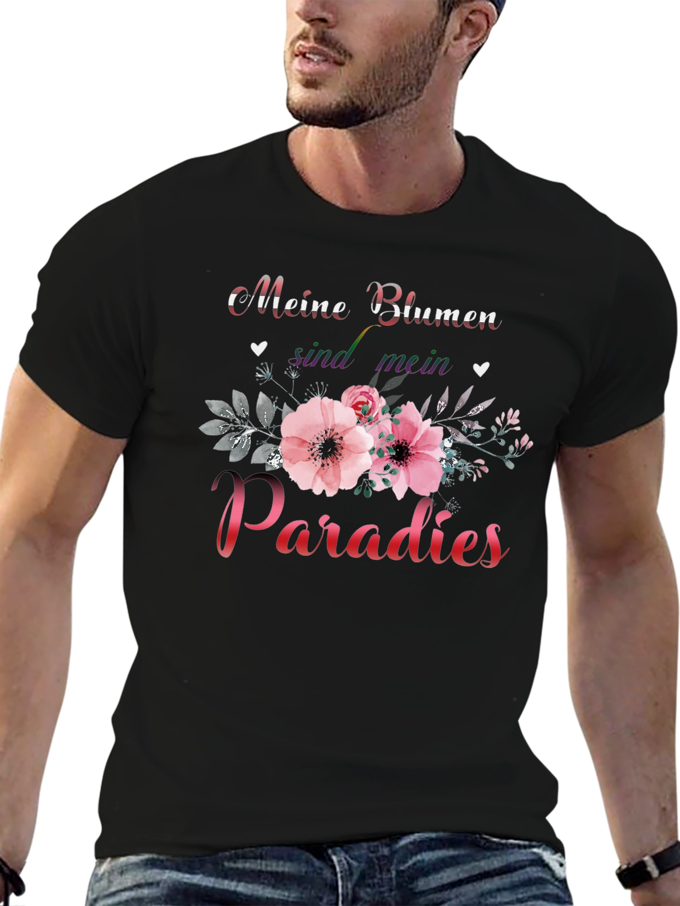 Black Meine Blumen Sind Mein Paradies T-Shirt view 6