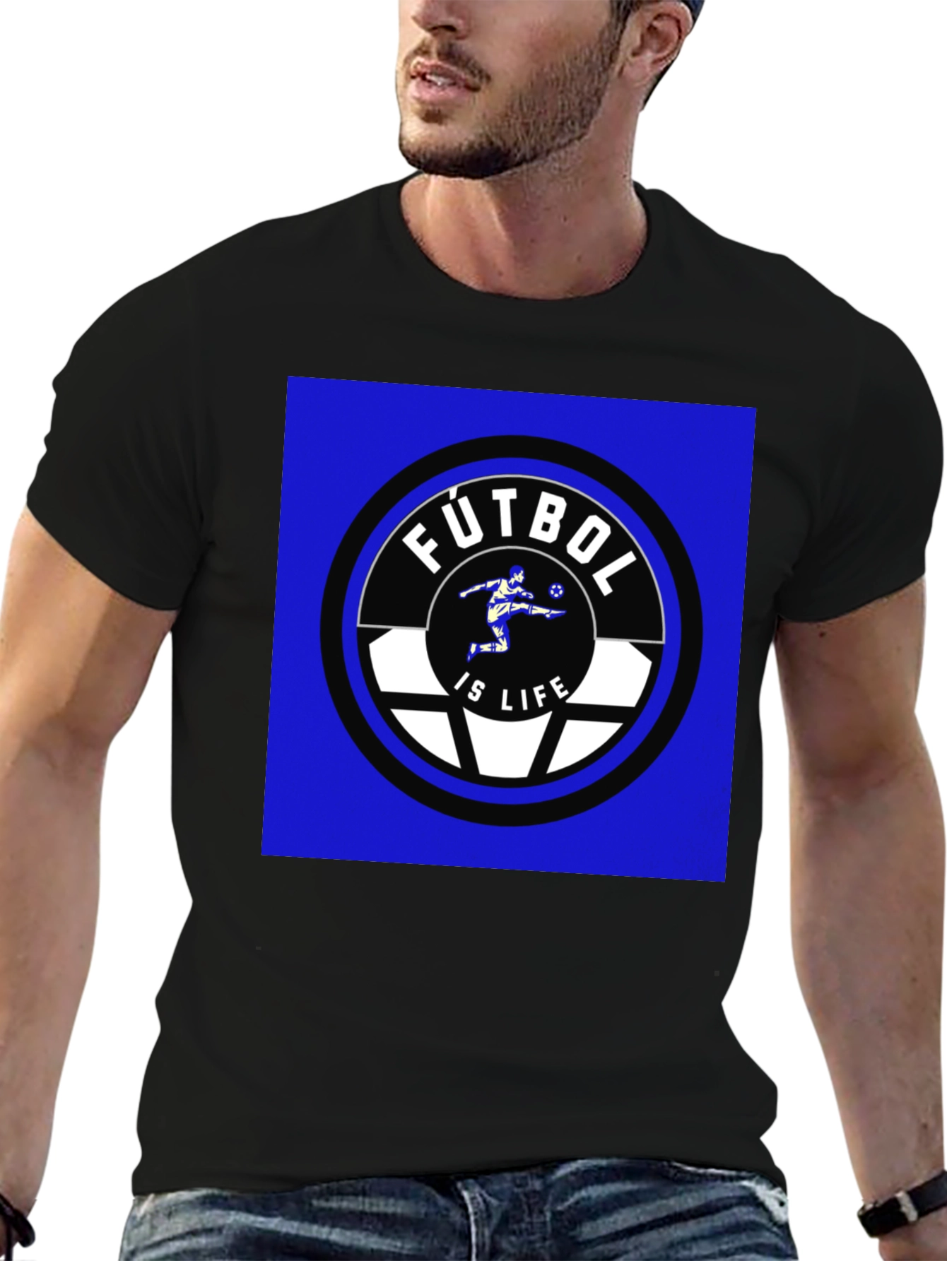 Black Futbol is Life T-Shirt - Soccer Fan Tee view 6