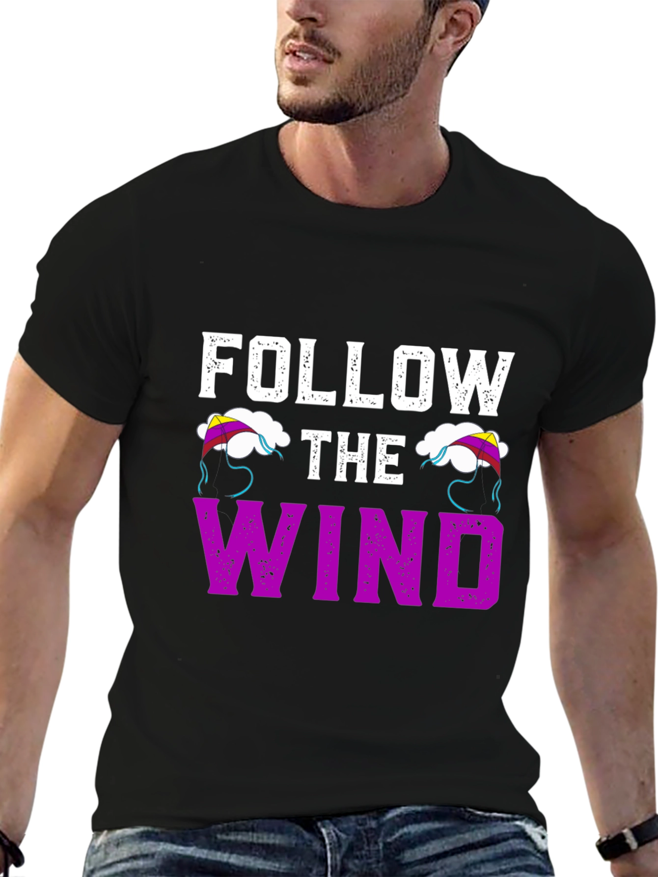 Black Follow the Wind Graphic T-Shirt - Black view 6