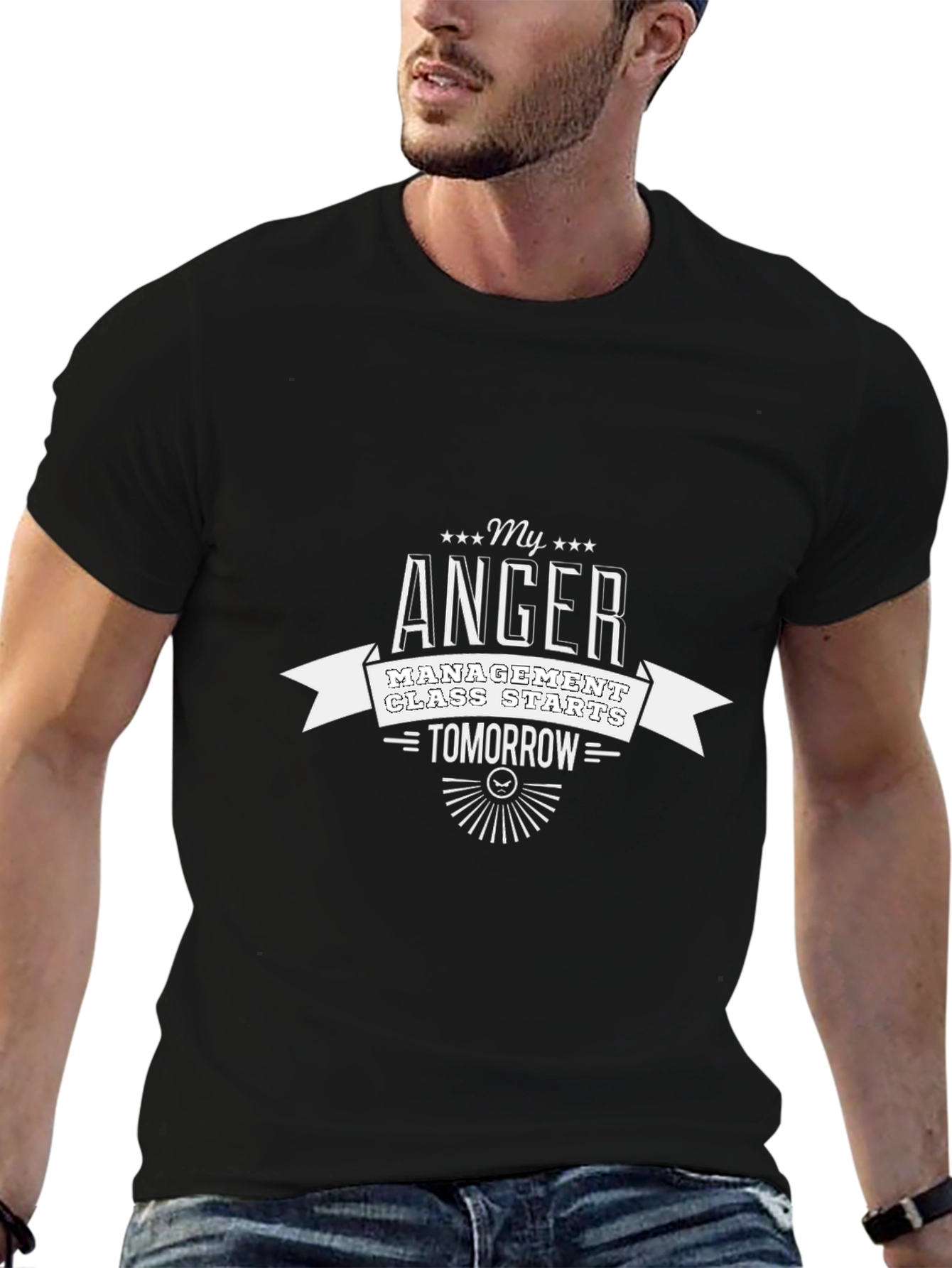 Black Anger Management Class T-Shirt - Starts Tomorrow view 6