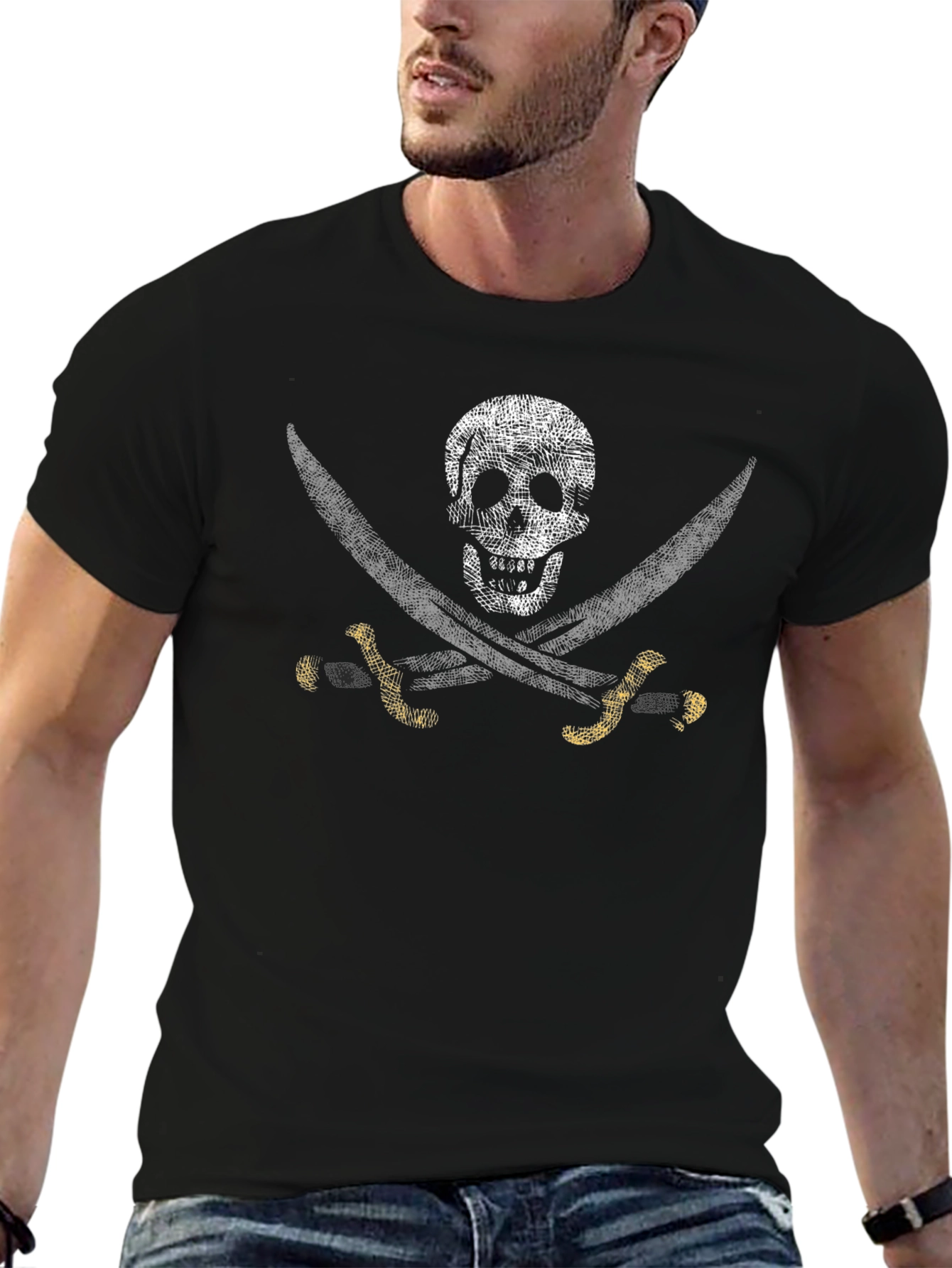 Pirate Skull & Swords Graphic T-Shirt - Black - 6