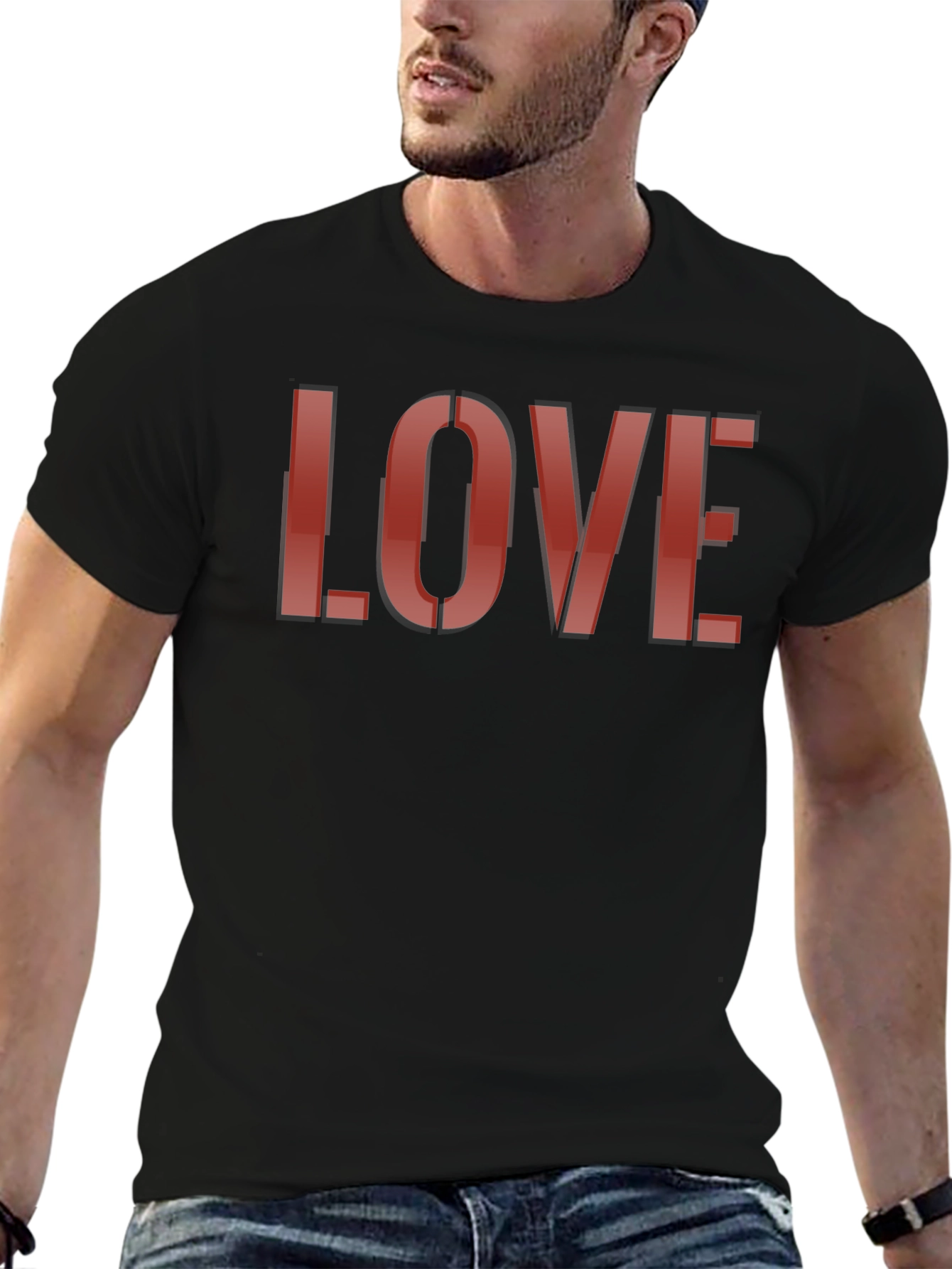 Black Love Graphic Tee - Classic Black Cotton Blend view 6