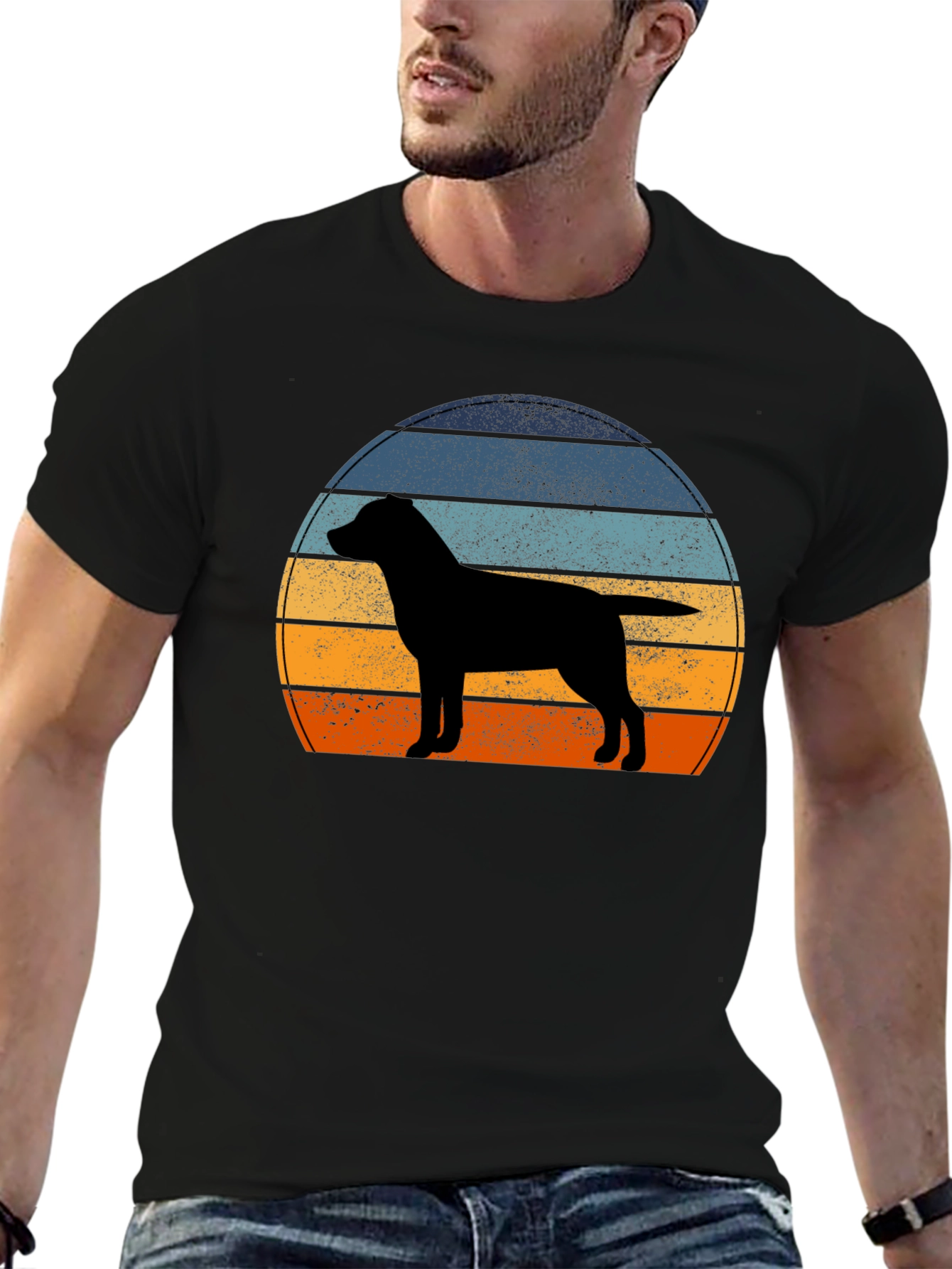 Black Retro Dog Silhouette T-Shirt view 6