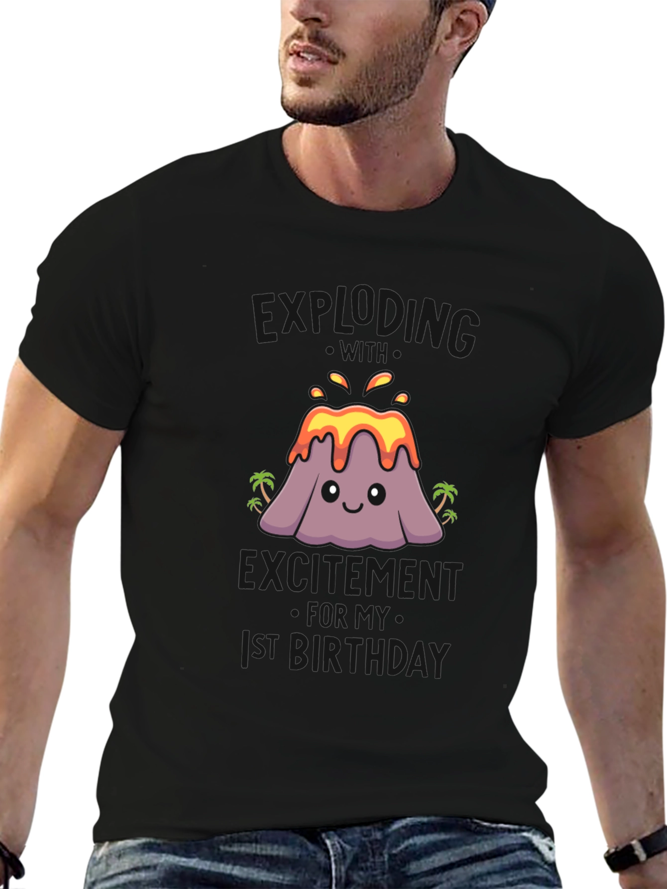 Black Volcano 1st Birthday Shirt view 6