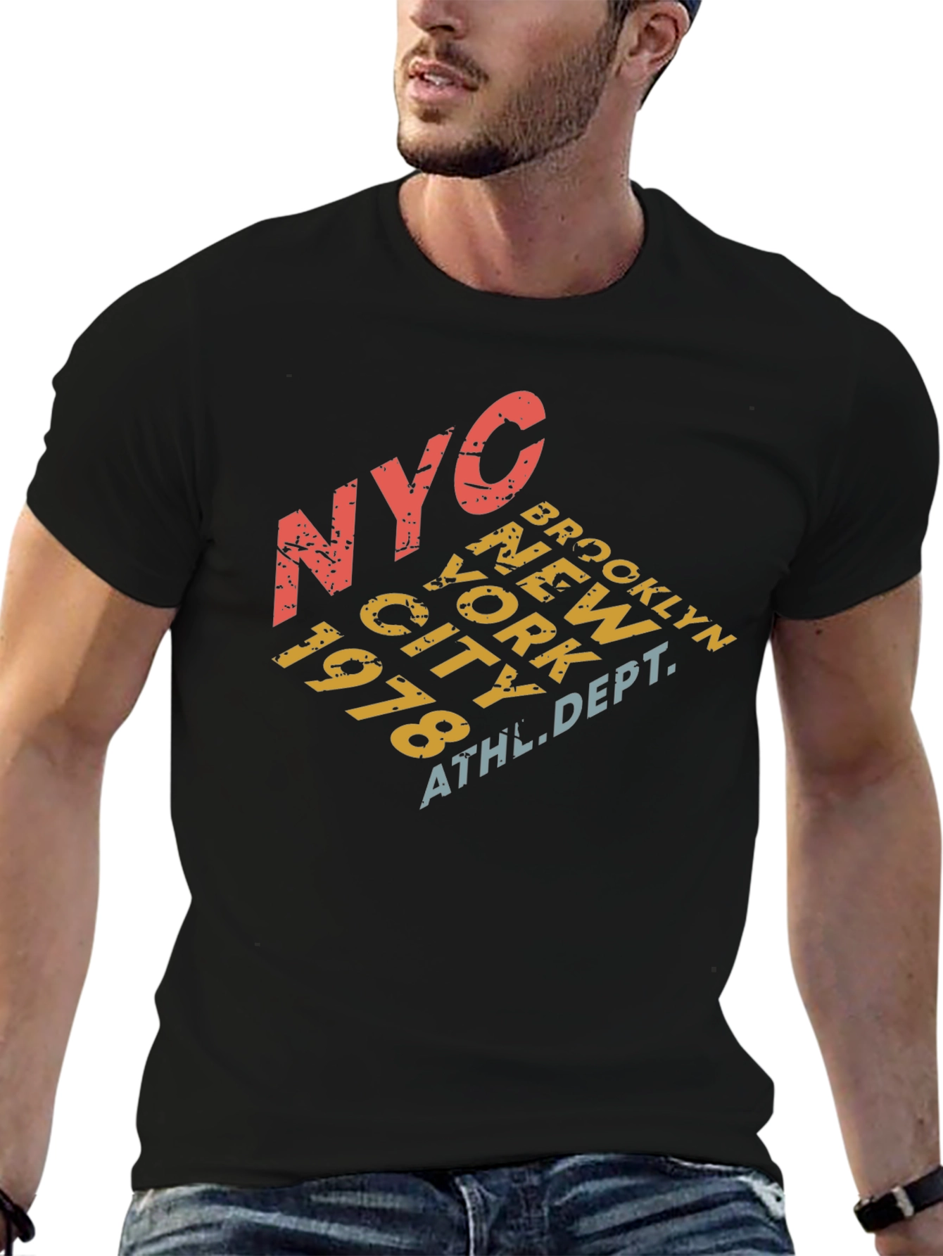 Black NYC Brooklyn Retro Graphic T-Shirt view 6