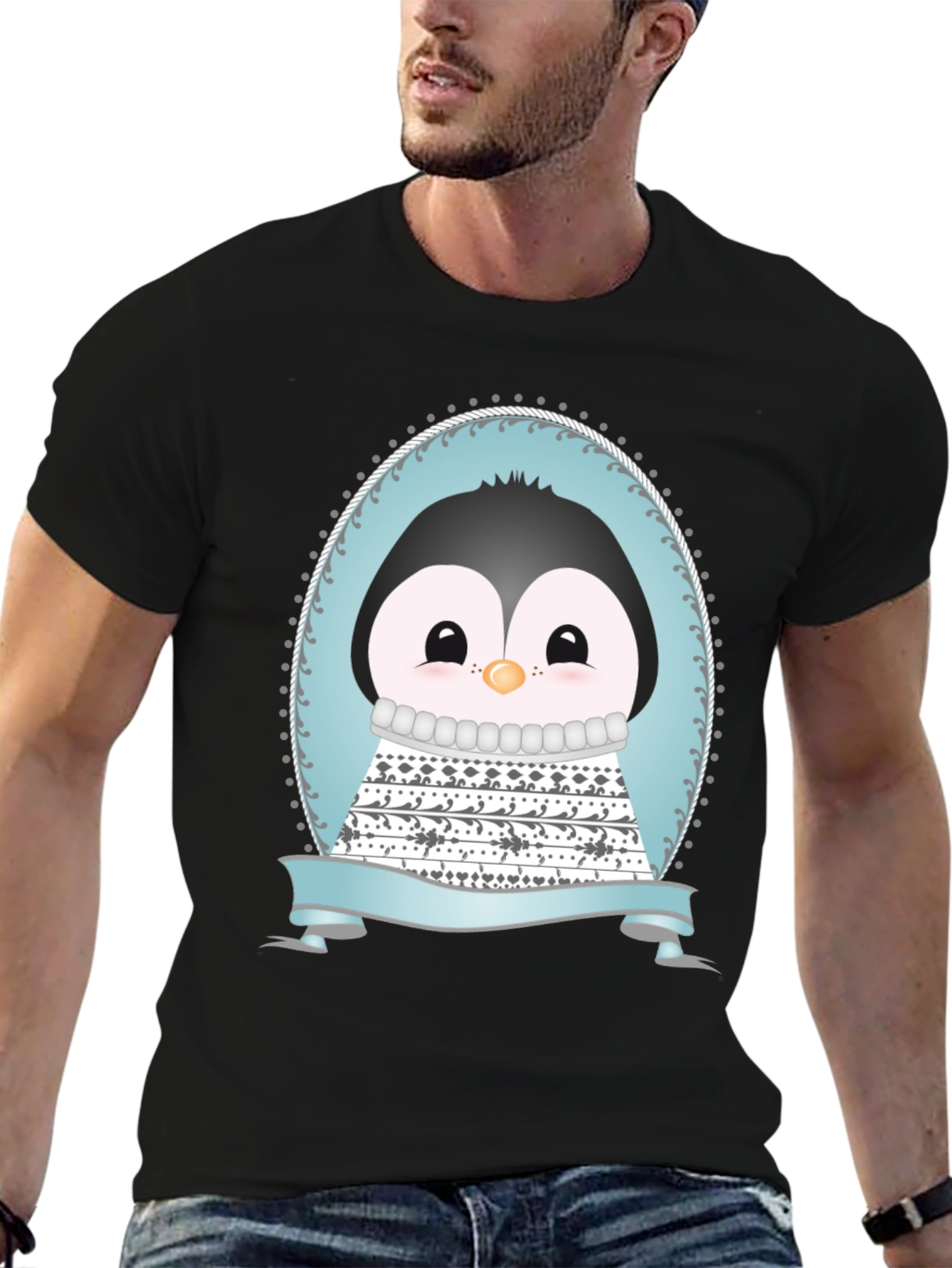 Black Penguin Graphic Tee - Cute Cartoon Design view 6