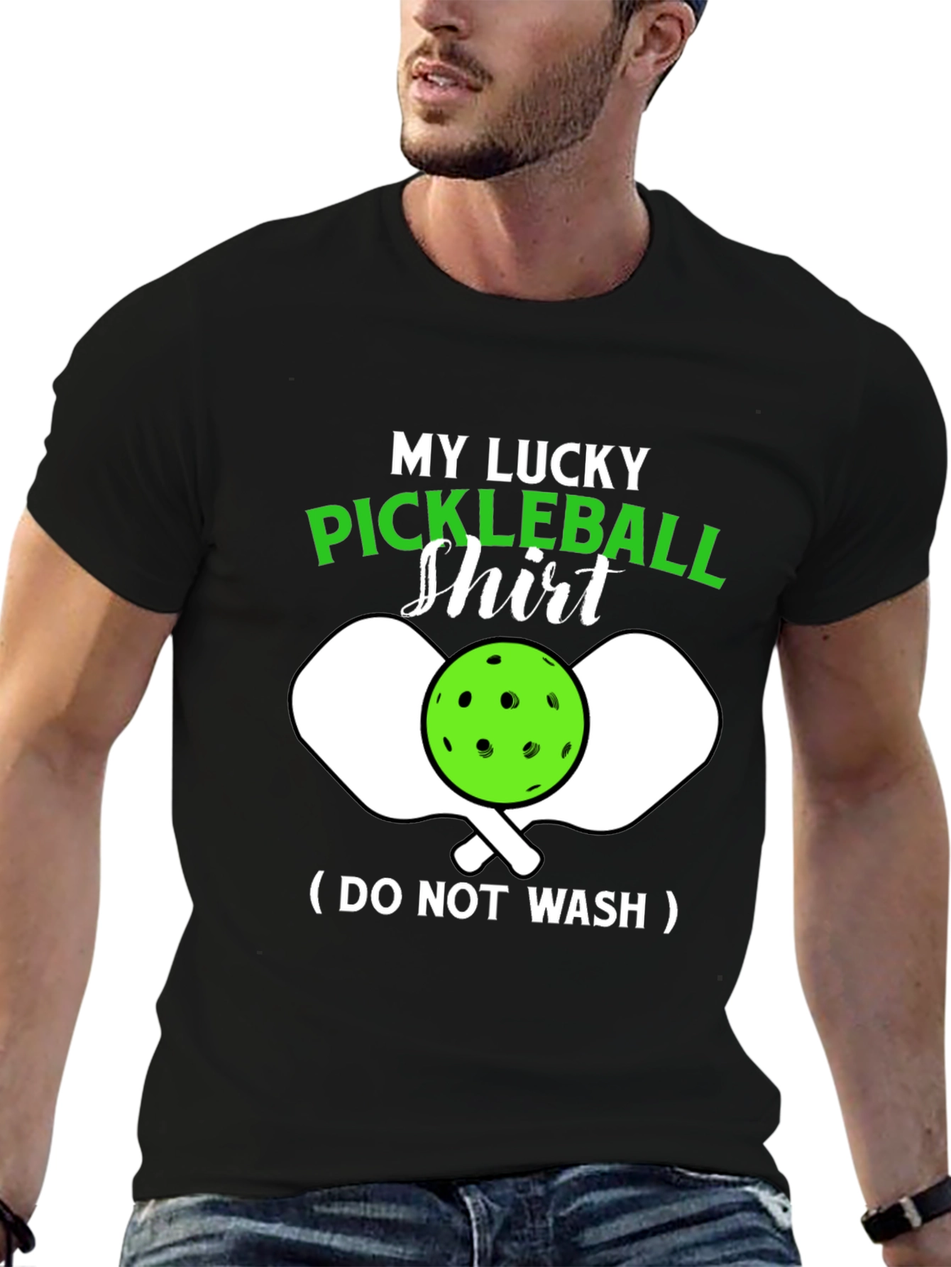Black My Lucky Pickleball Shirt - Funny Novelty Tee view 6