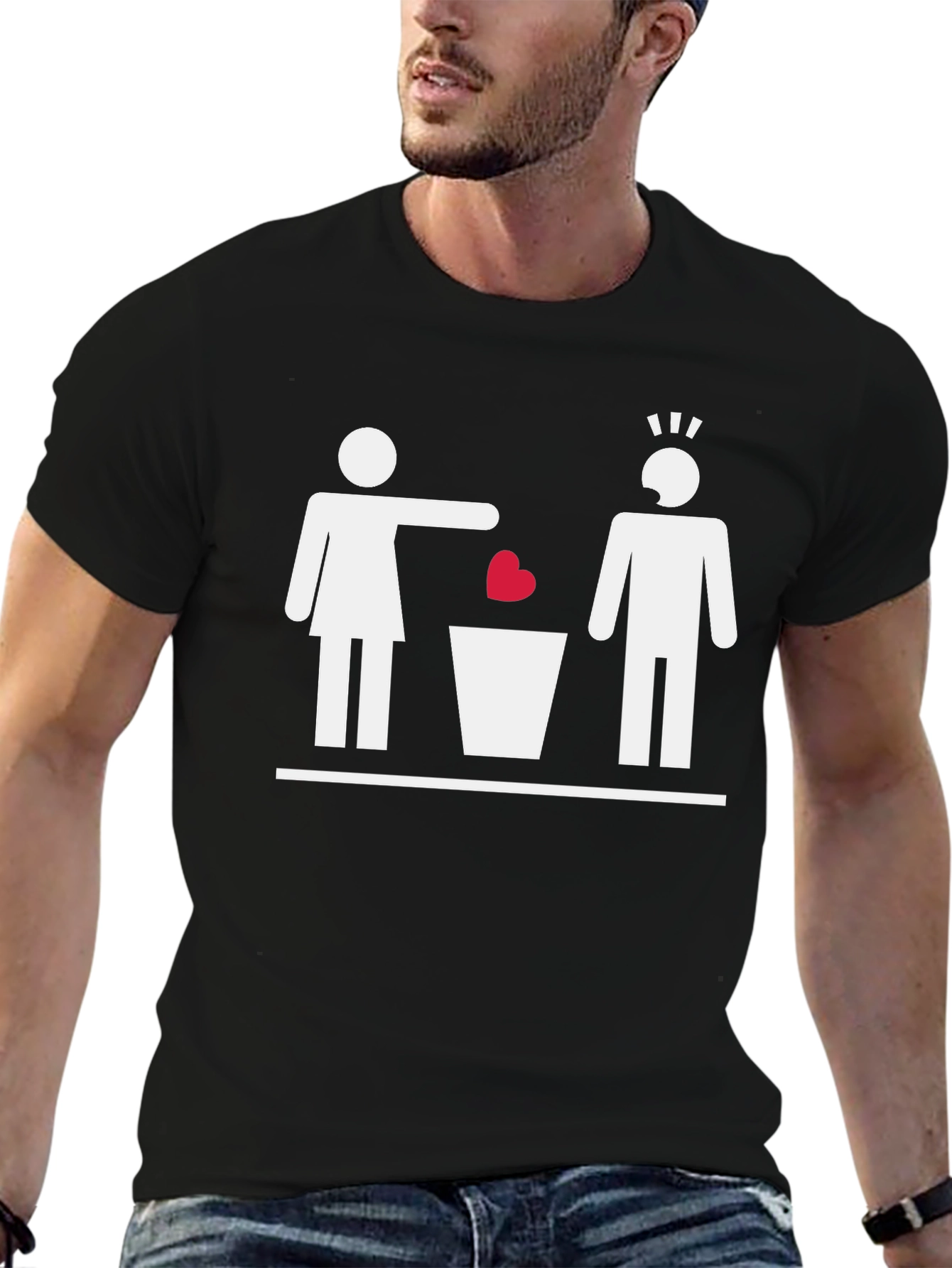 Black Heartbreak Humor T-Shirt - Rejection Graphic Tee view 6