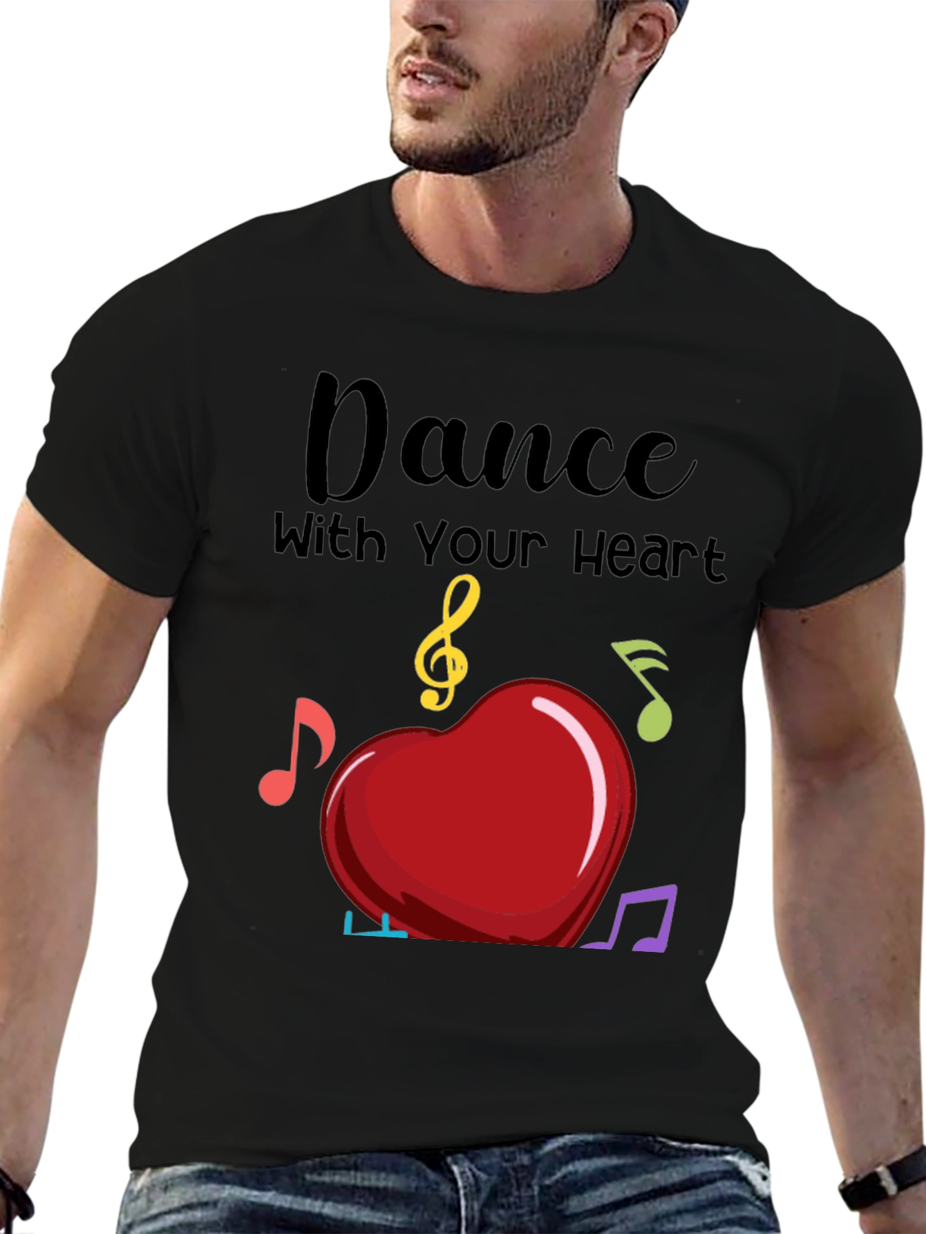 Black Dance with Your Heart T-Shirt - Musical Heart Tee view 6
