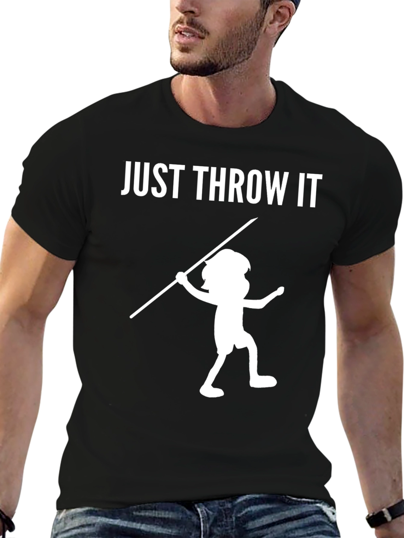 Black Just Throw It! Novelty Black T-Shirt view 6