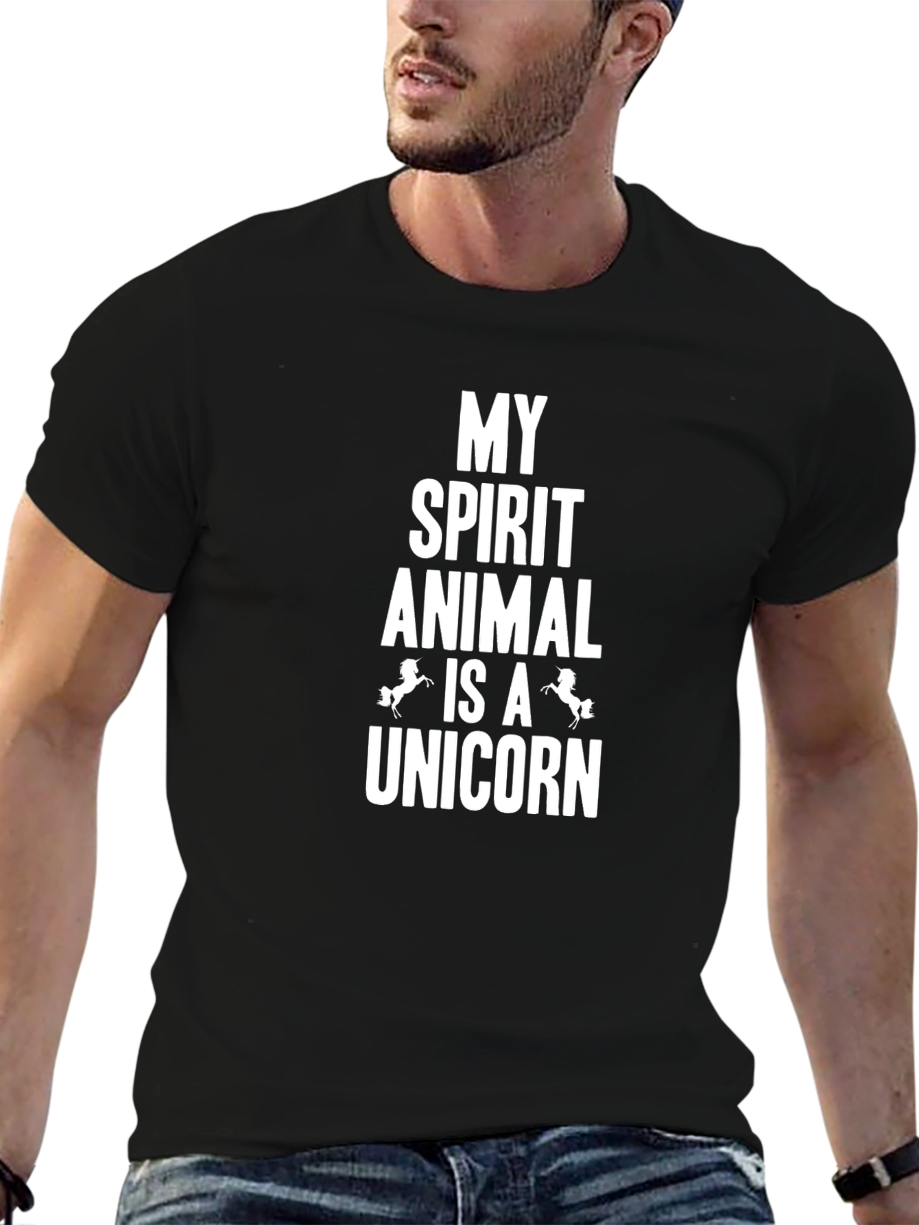 Black My Spirit Animal is a Unicorn Graphic Tee view 6