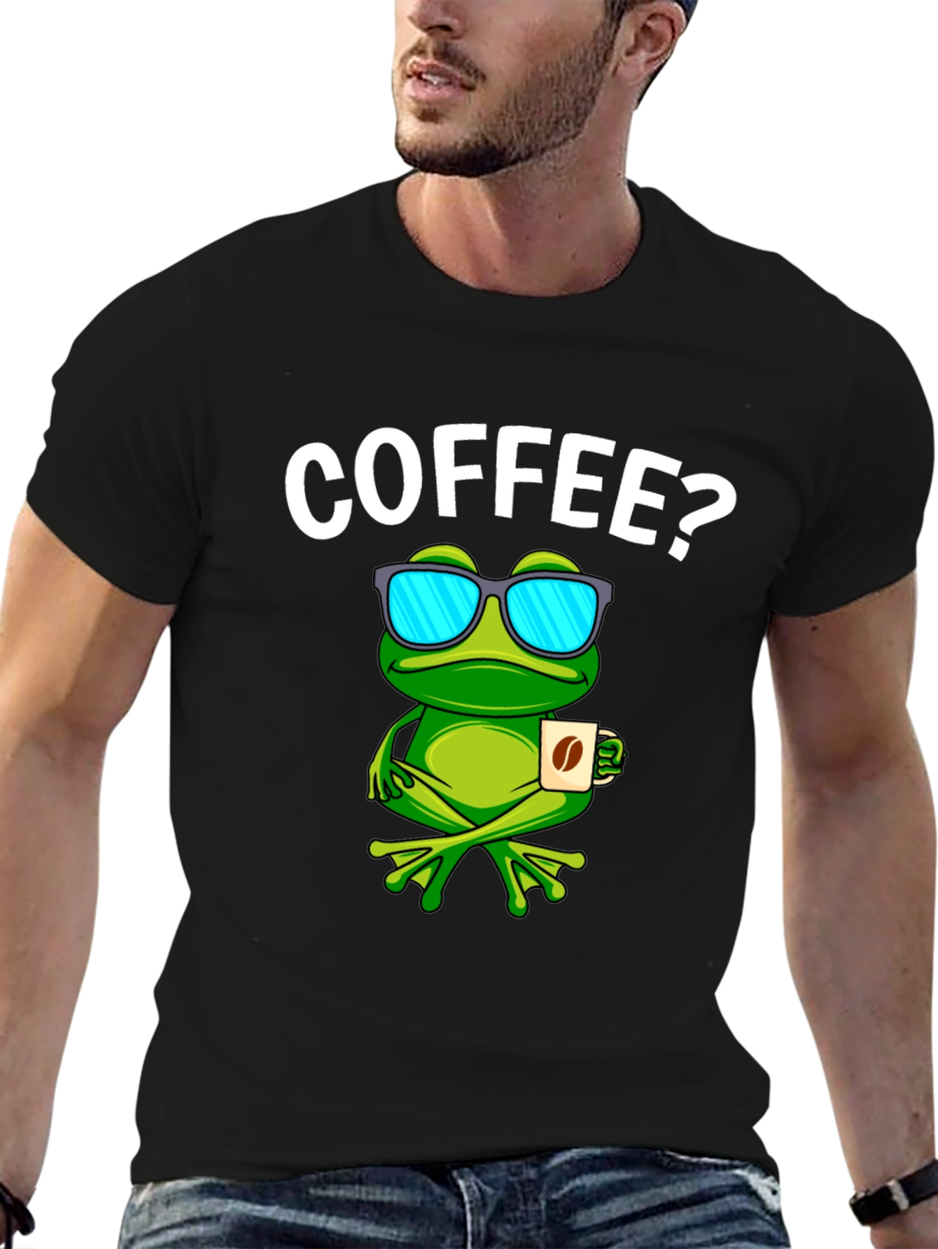 Black Coffee Frog T-Shirt - Funny Animal Graphic Tee view 6
