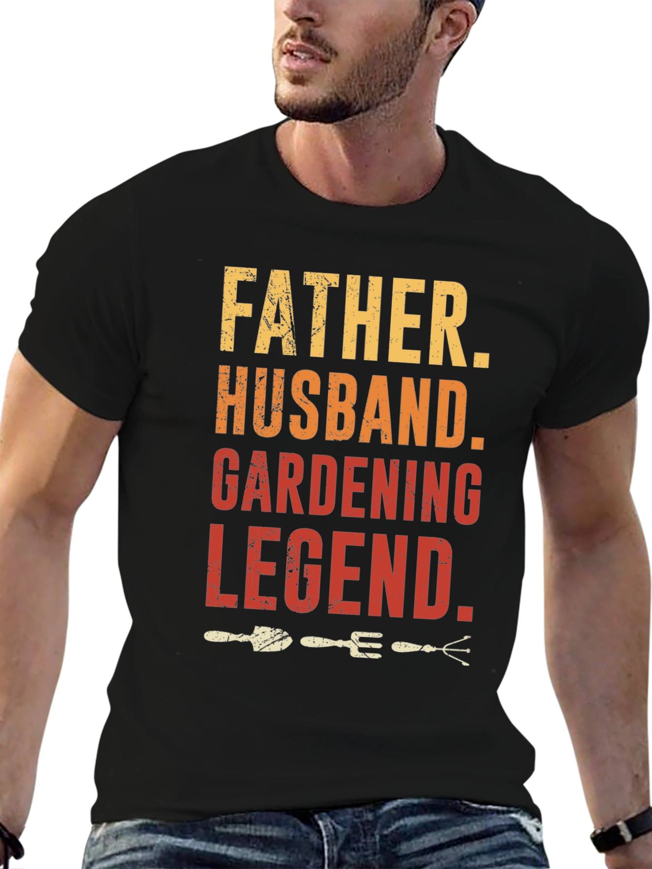 Black Father Husband Gardening Legend Graphic T-Shirt view 6