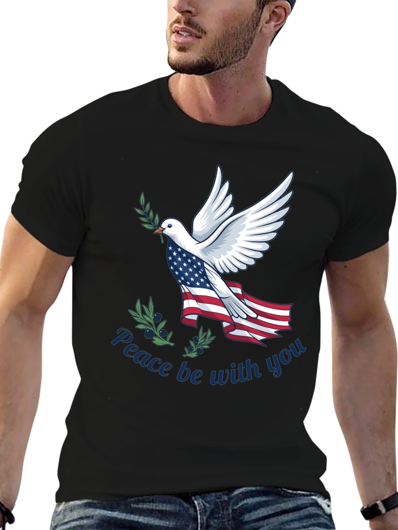 Black Peace Dove Patriotic T-Shirt view 6