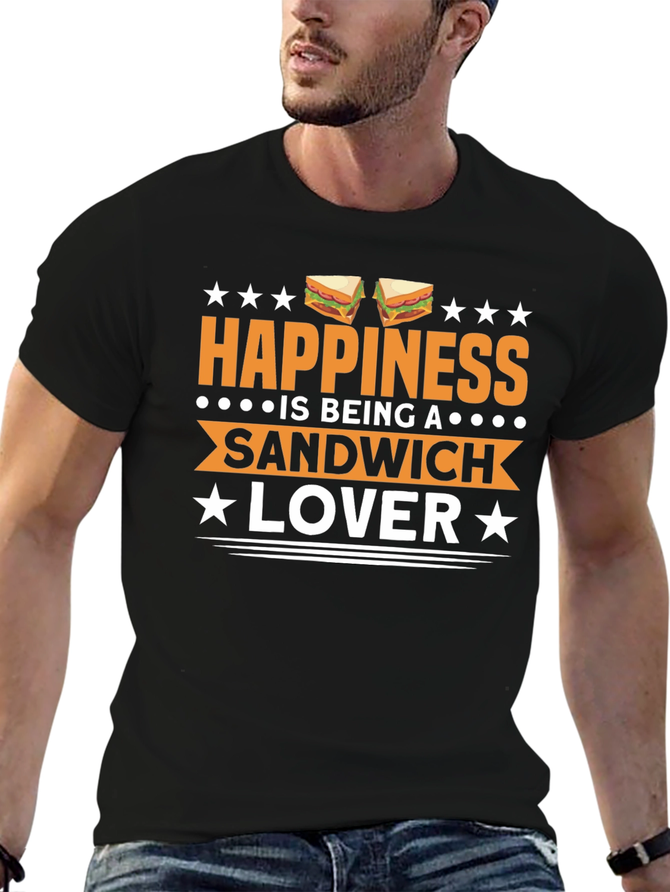 Black Sandwich Lover Black T-Shirt view 6
