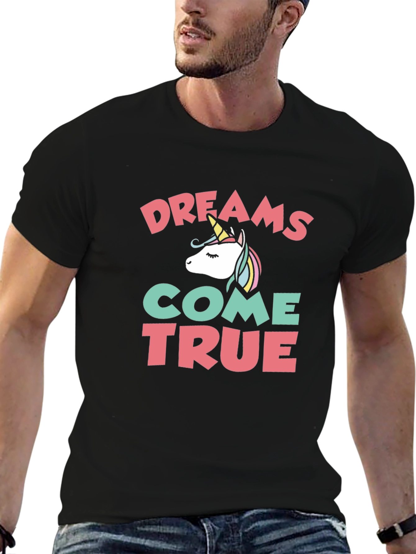Black Dreams Come True Unicorn Graphic Tee view 6
