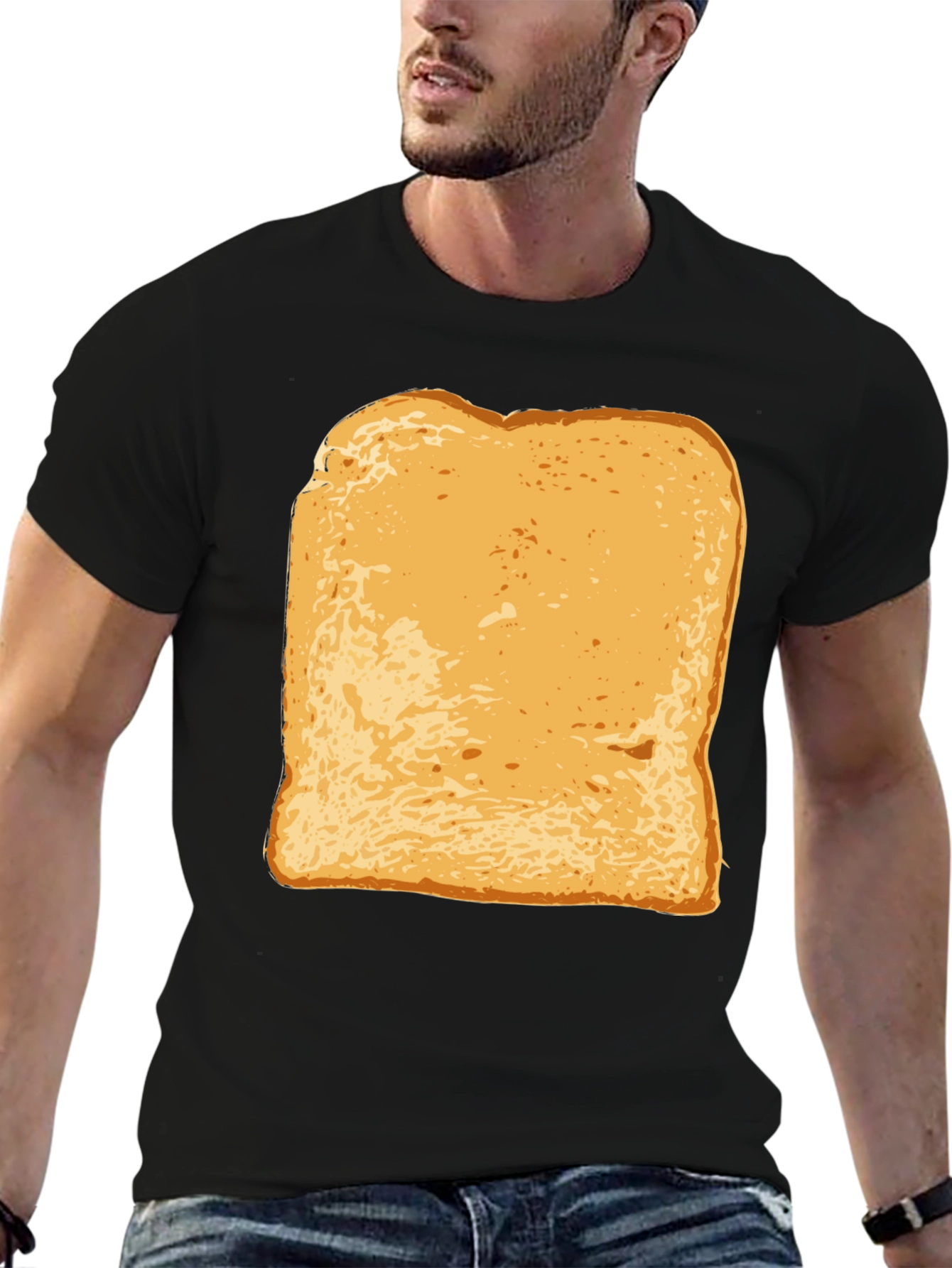 Black Bread Slice Graphic Tee - Funny Food T-Shirt view 6