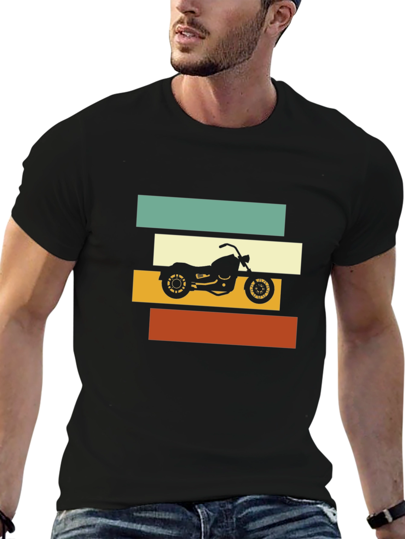 Black Retro Motorcycle Graphic Tee view 6