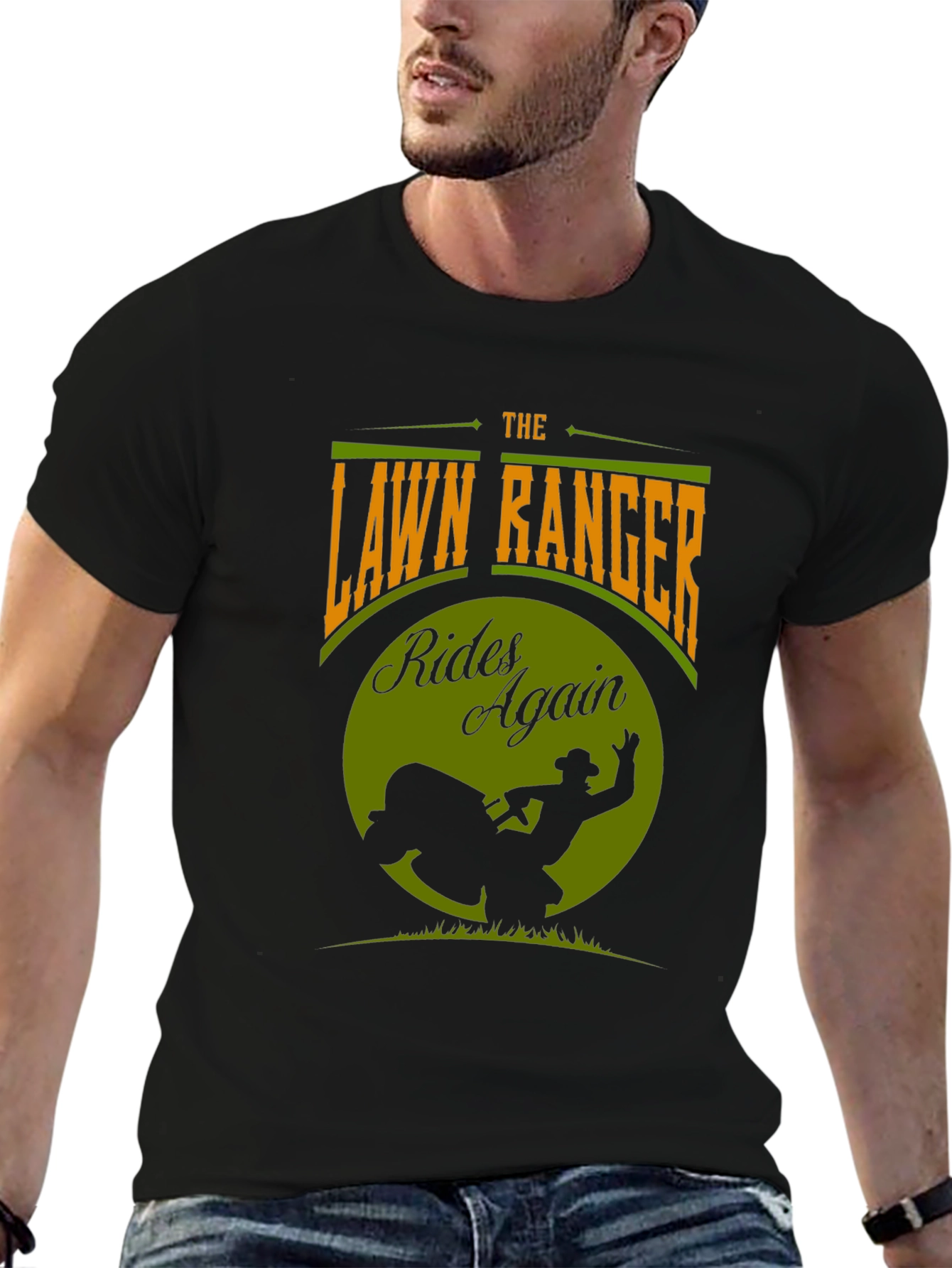 Black The Lawn Ranger T-Shirt - Rides Again Design view 6