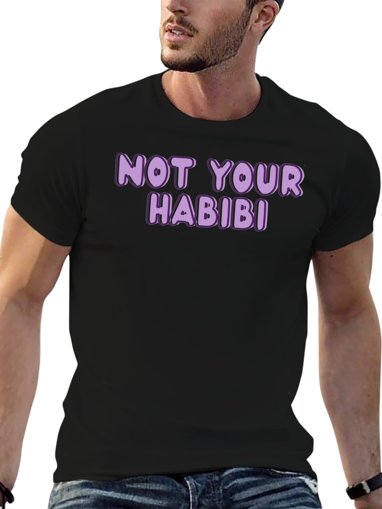 Black Not Your Habibi T-Shirt - Black Crew Neck Tee view 6