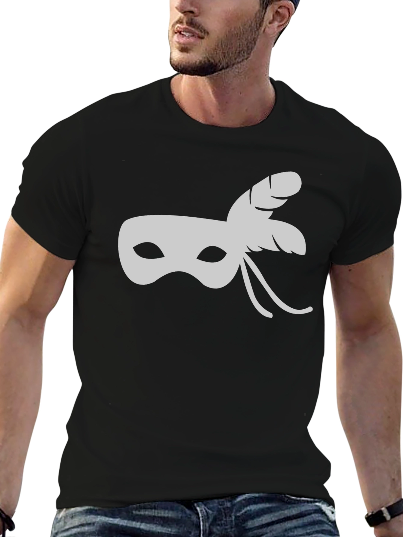 Black Masquerade Mask T-Shirt - Stylish & Unique view 6