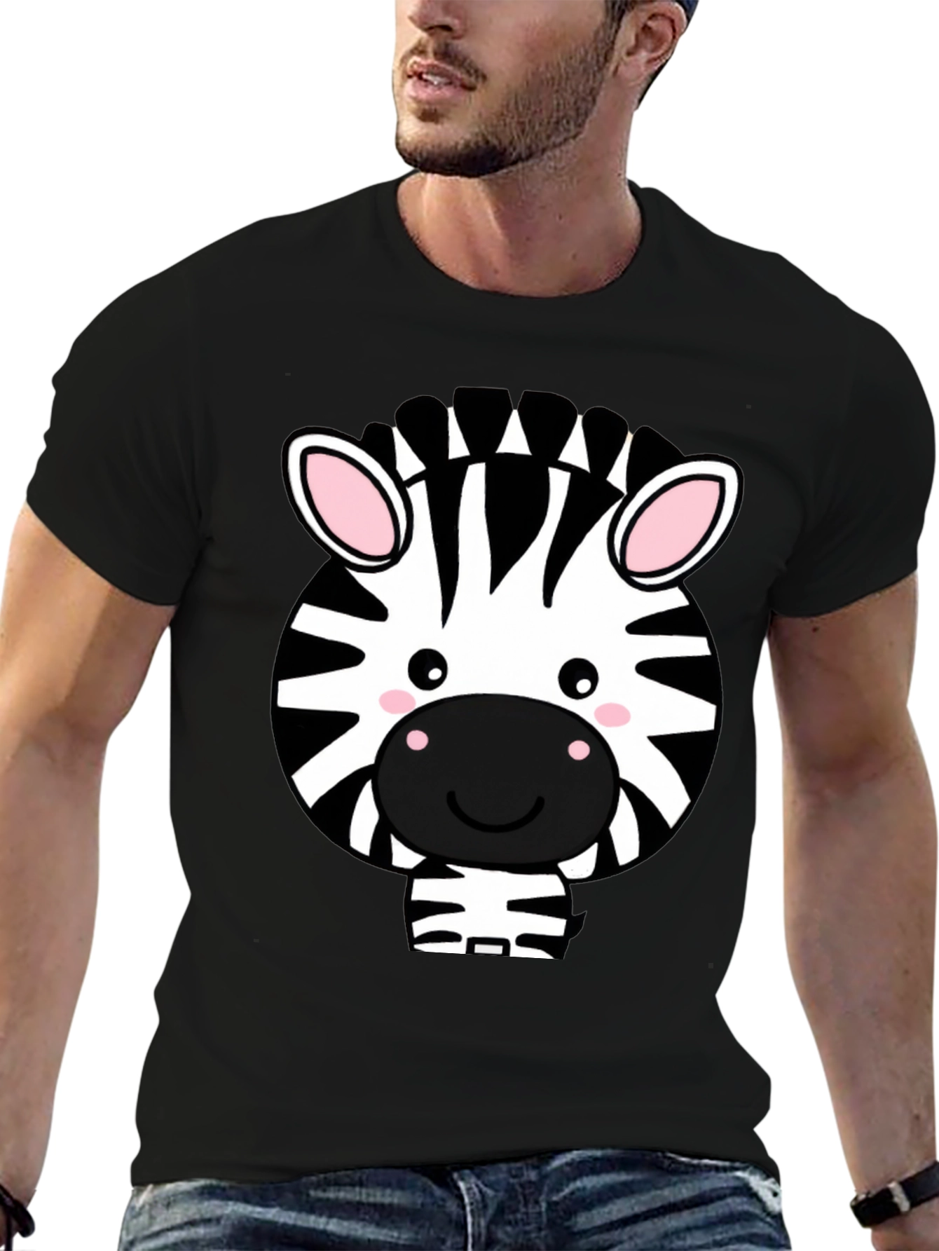 Black Cute Zebra Graphic Tee - Black T-Shirt view 6
