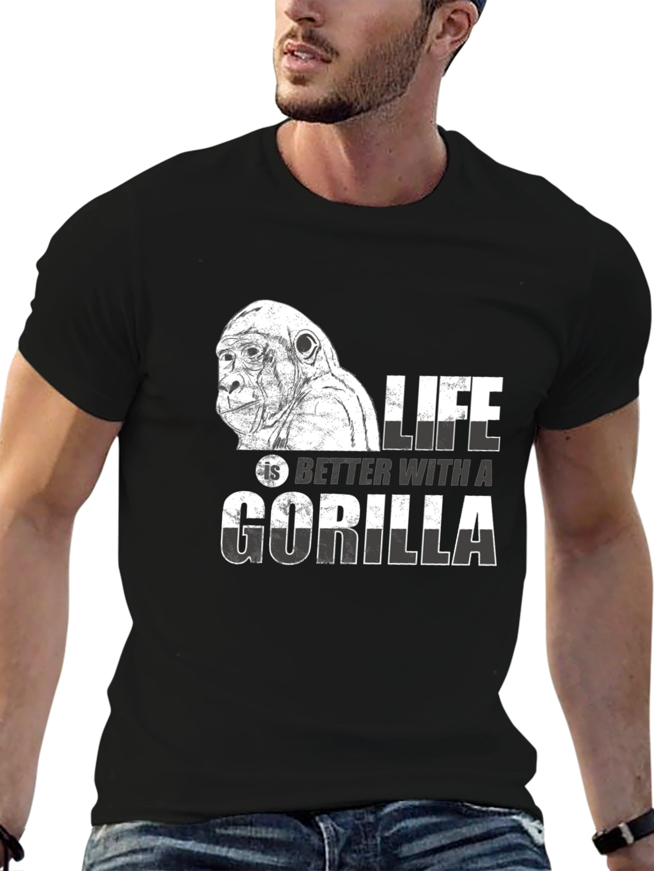Black Life is Better with a Gorilla Graphic T-Shirt view 6