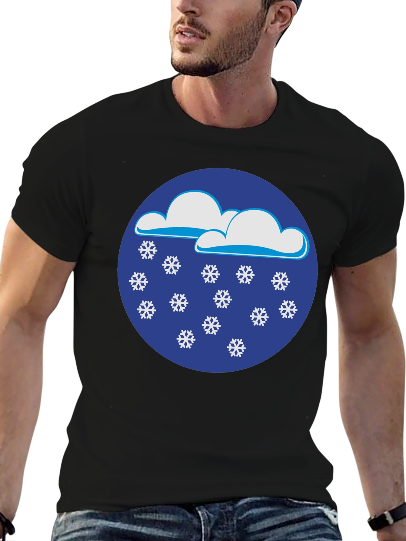 Black Snowy Day Black T-Shirt view 6