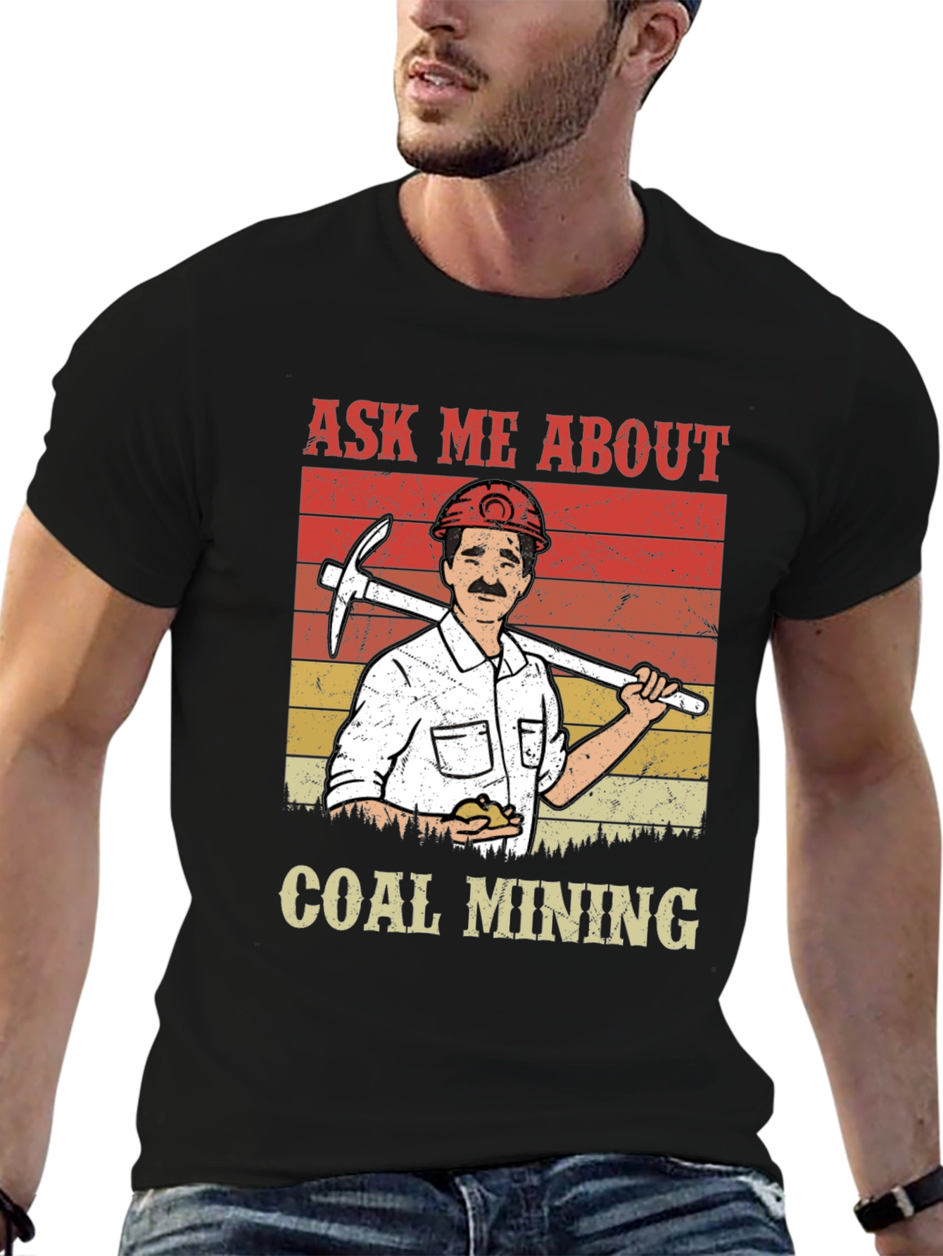 Black Ask Me About Coal Mining T-Shirt view 6