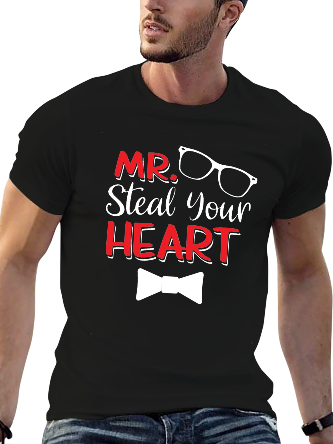 Black Mr. Steal Your Heart Graphic T-Shirt view 6