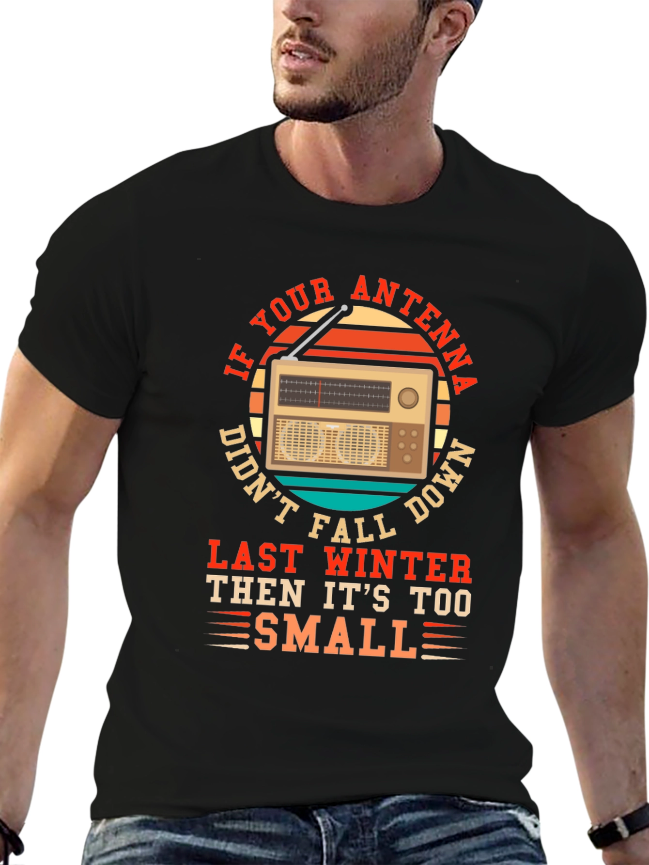 Black Antenna Radio Humor Tee - If Your Antenna Didn't Fall... view 6