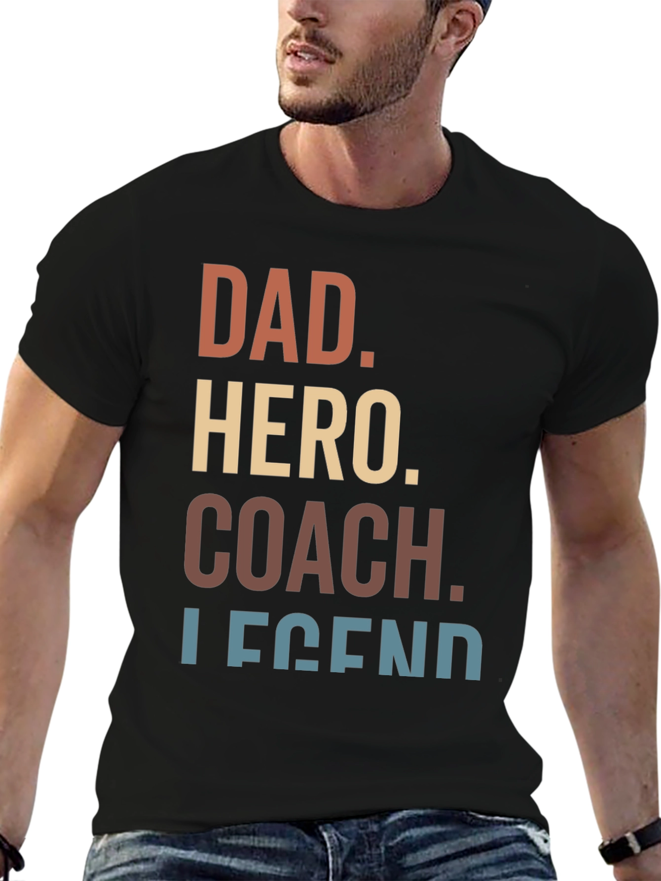Black Dad Hero Coach Legend Graphic Tee view 6