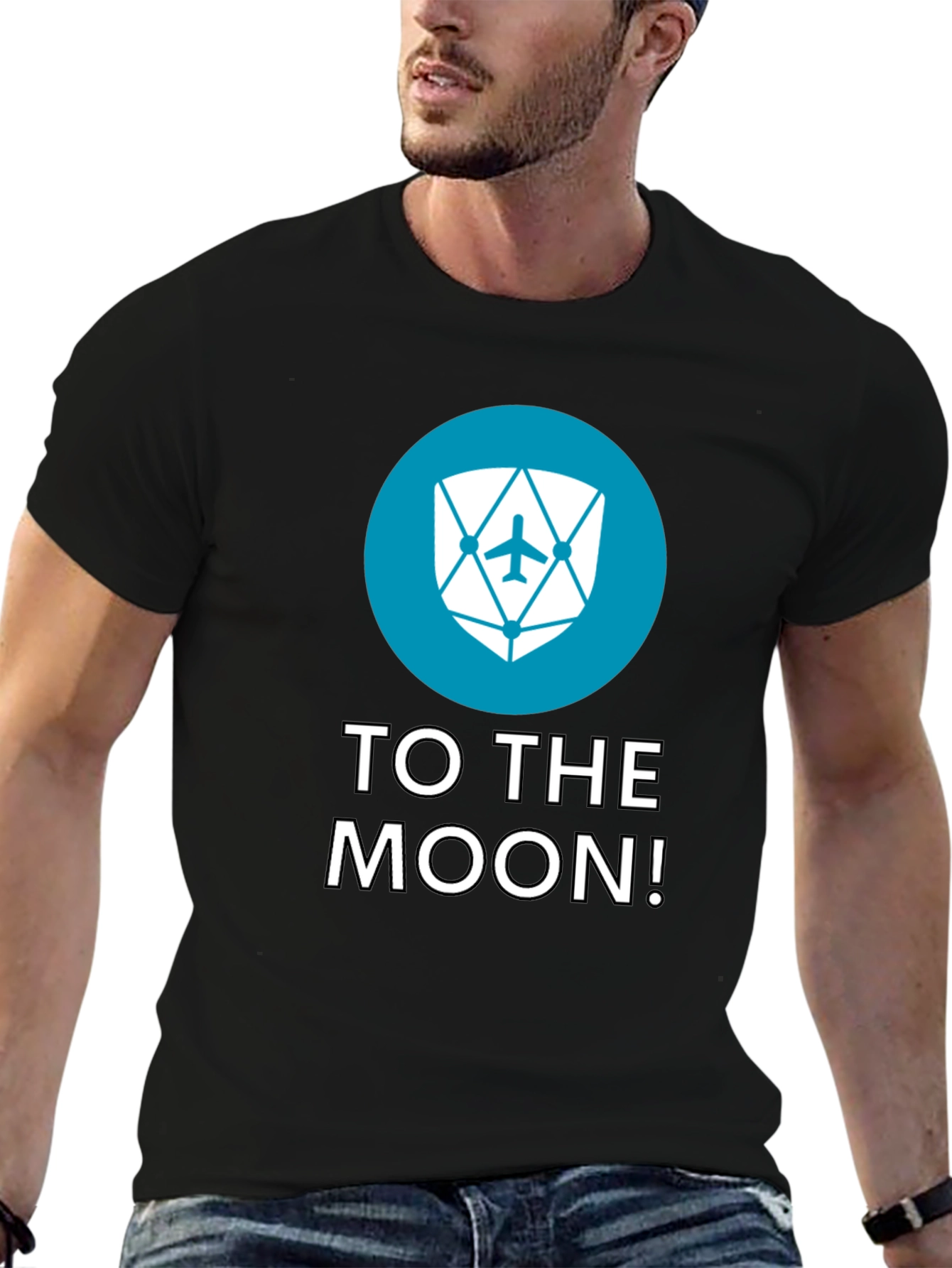 Black To The Moon Black Tee - Crypto Inspired Design view 6