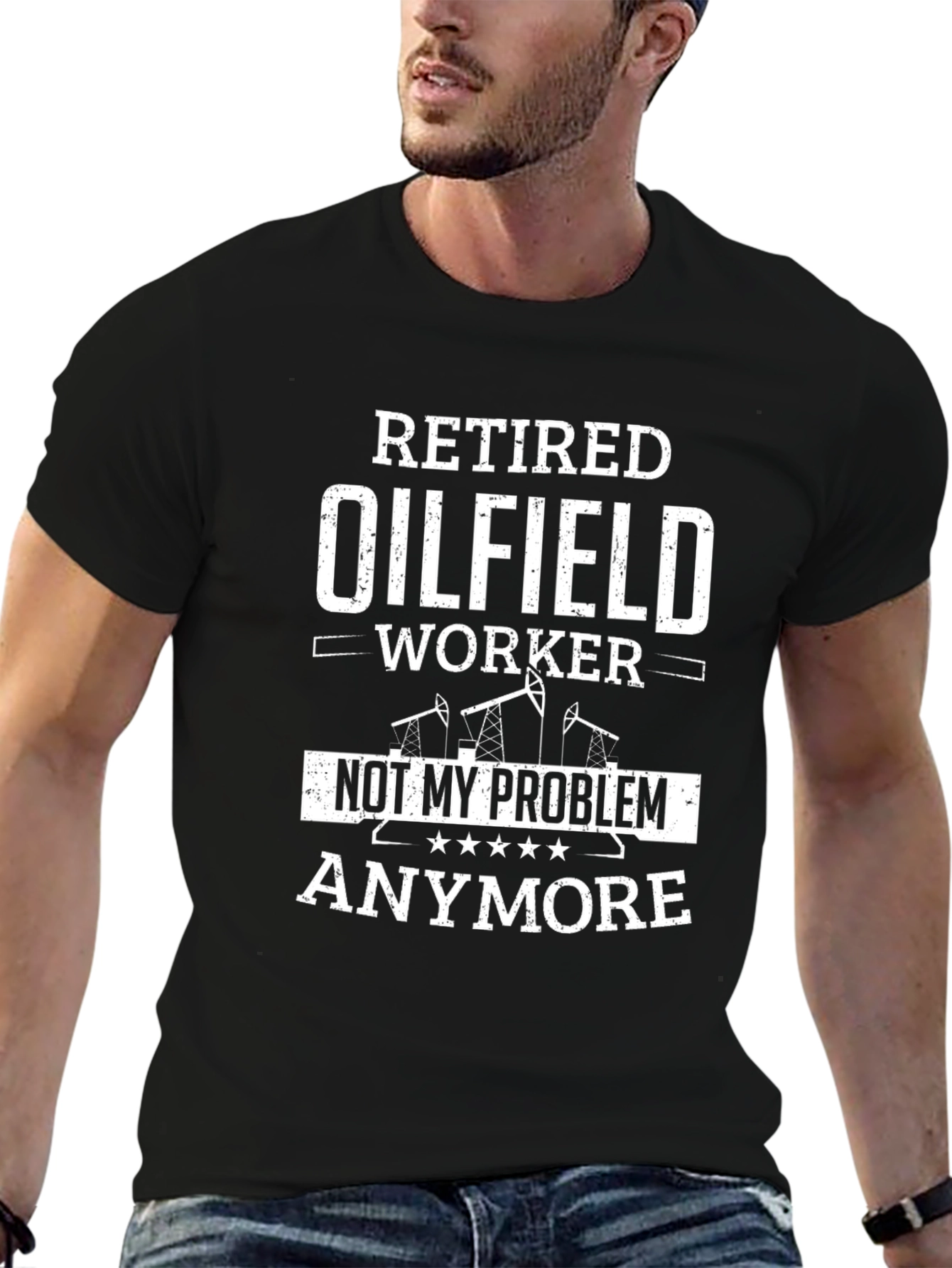 Black Retired Oilfield Worker T-Shirt - Not My Problem Anymore view 6