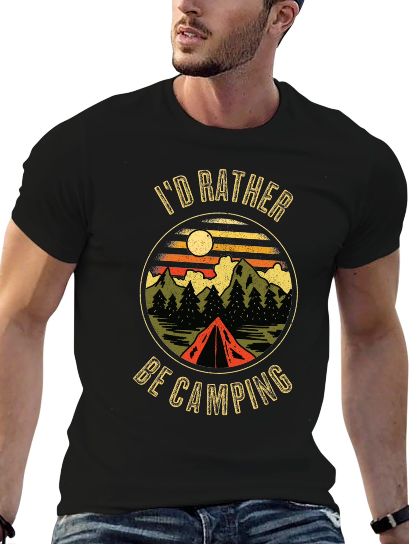 Black Camping Graphic T-Shirt view 6