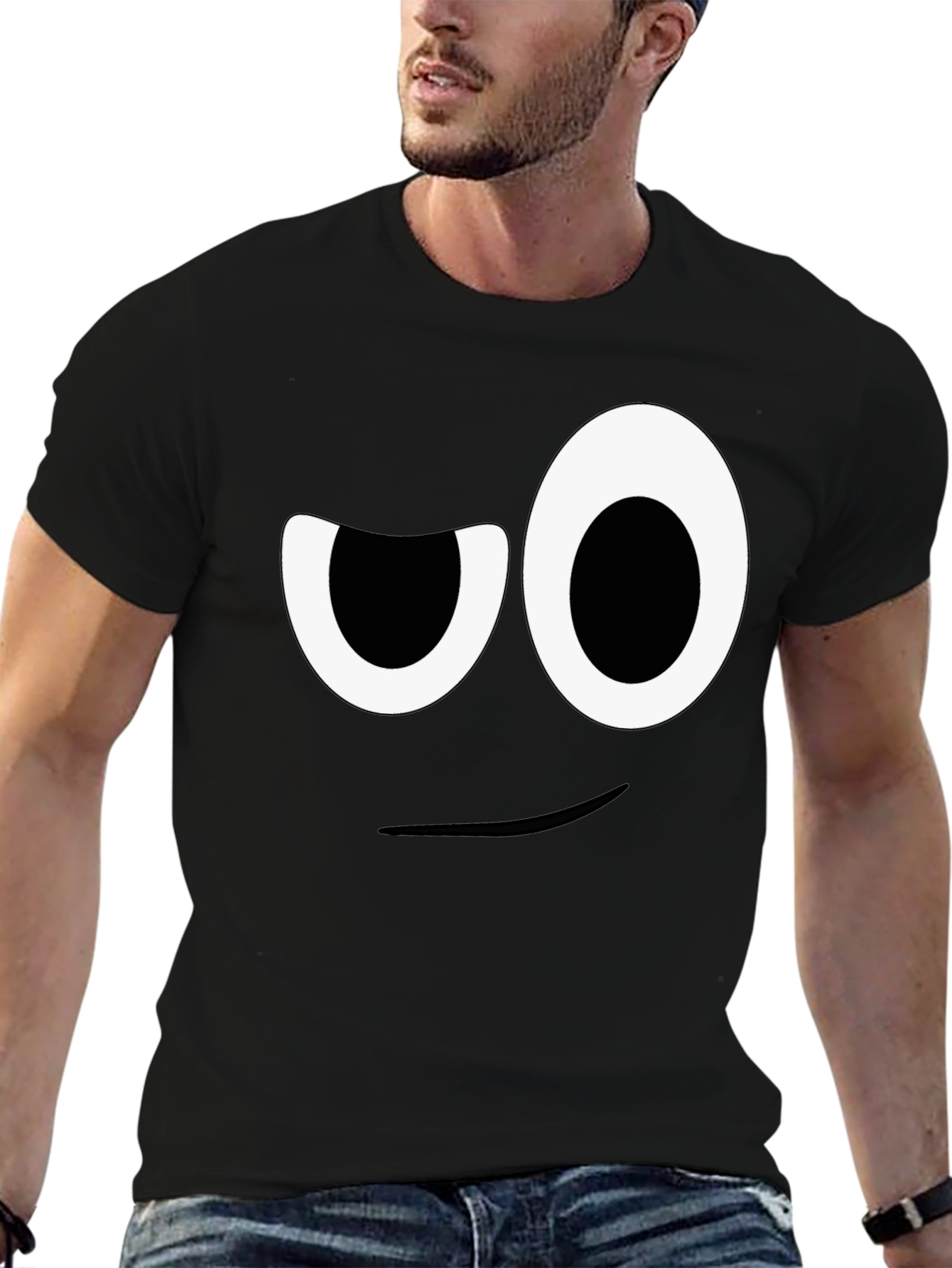 Black Winking Face Graphic Tee - Funny Unisex T-Shirt view 6