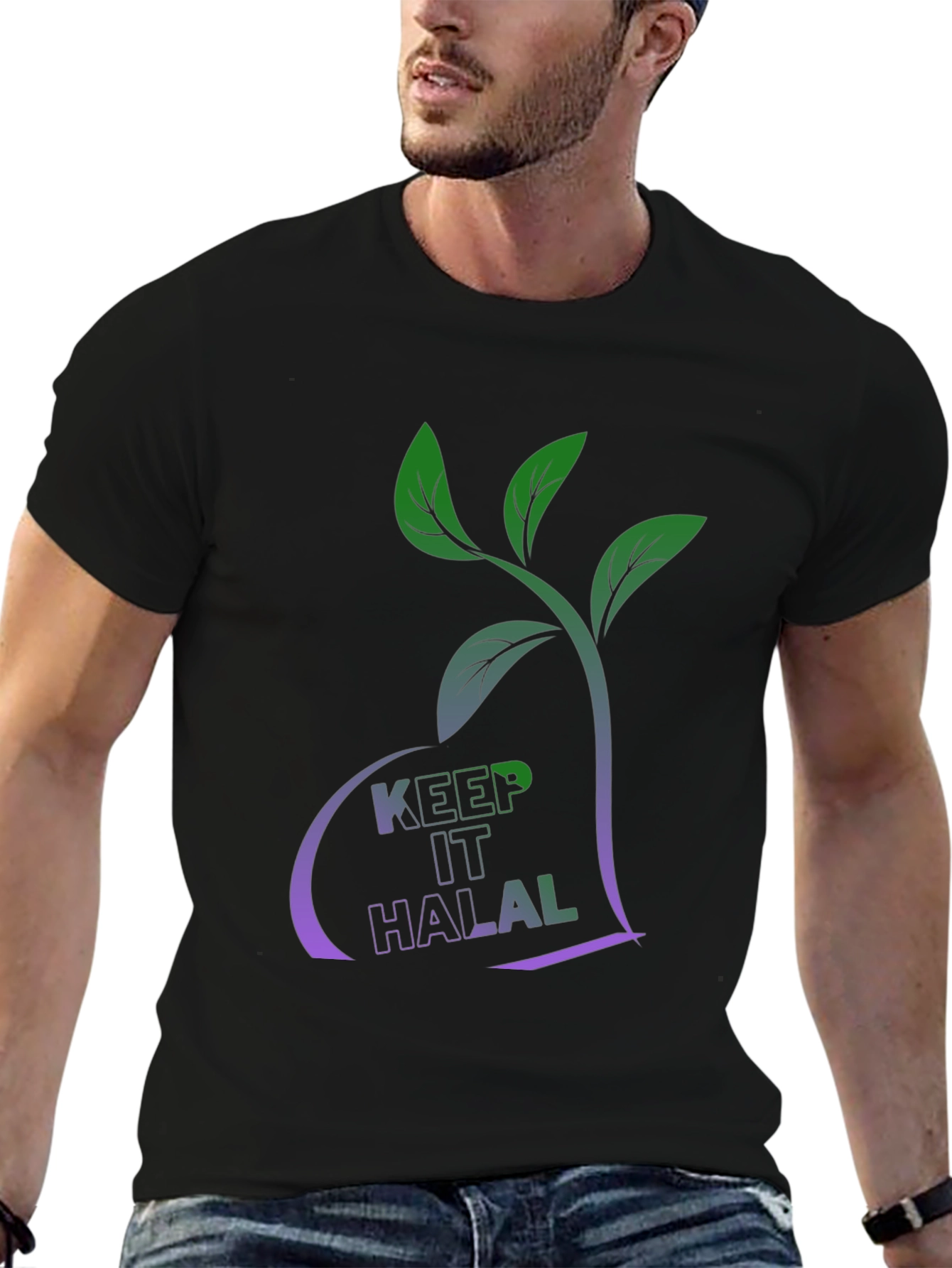 Black Keep It Halal T-Shirt - Plant Based Design view 6