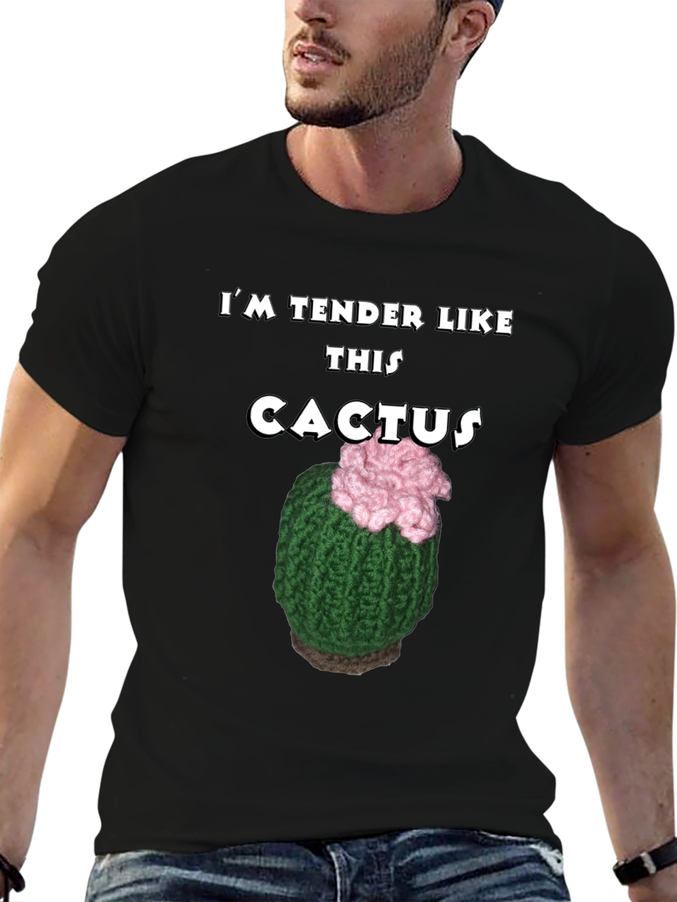 Black Tender Like This Cactus T-Shirt Funny Statement Tee view 6